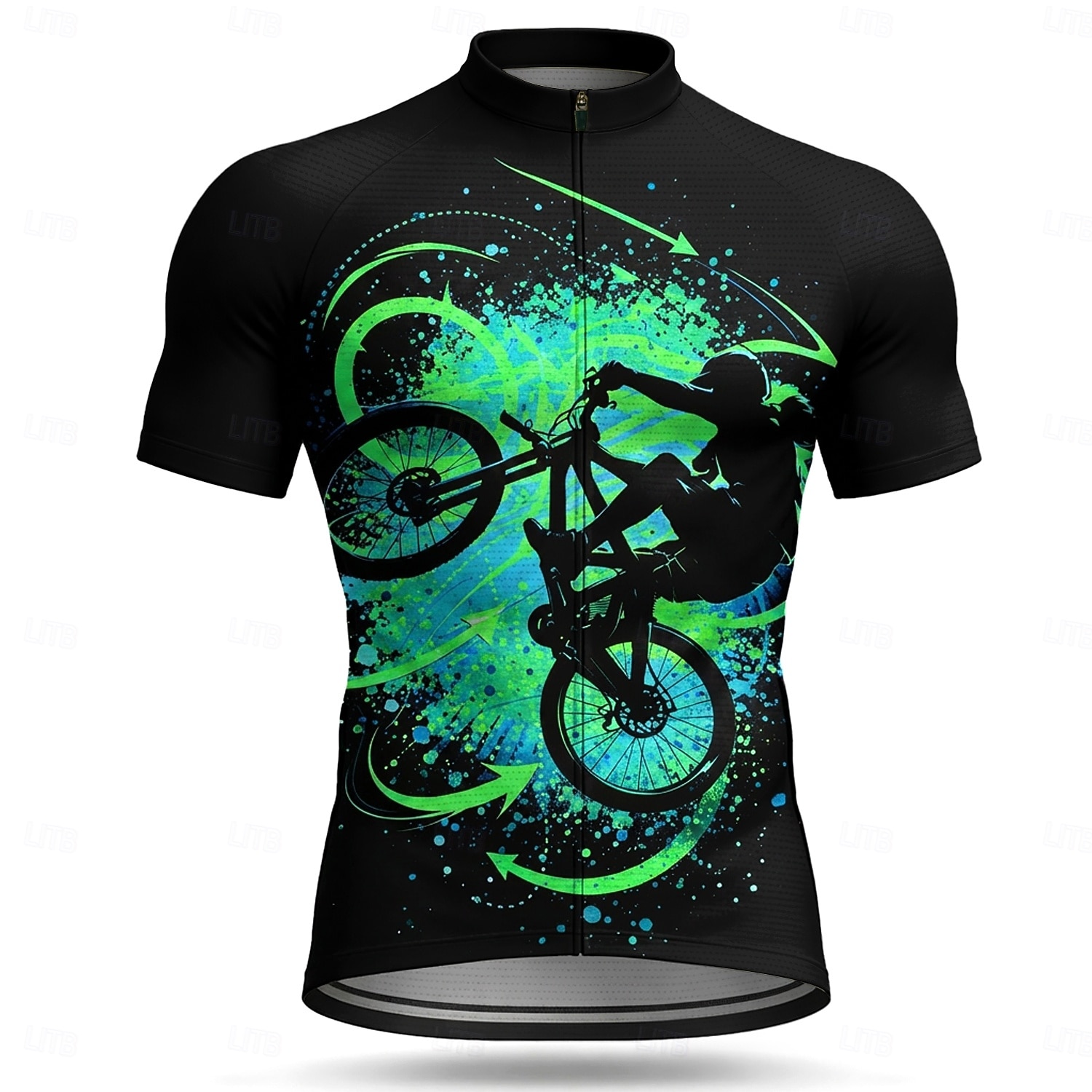 Herren Radtrikot Abstrakt Fahhrad Kurzarm Fahhrad Trikot Oberteil mit 3 Gesäßtaschen UV-beständig Schnelltrocknend Mit Taschen Frontreißverschluss Sport Blau Orange Grün Bekleidung 2026 - $28.99 –P6