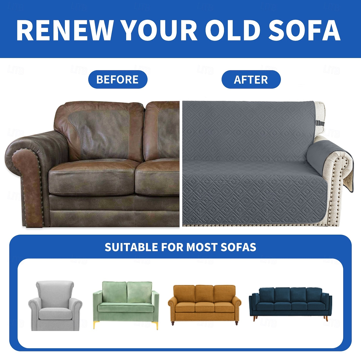 Водонепроницаемый нескользящий чехол для дивана для домашних животных, однотонный, защищает диван от мочи, моющийся чехол для мебели для собак и кошек. 2026 - $30.99 –P3