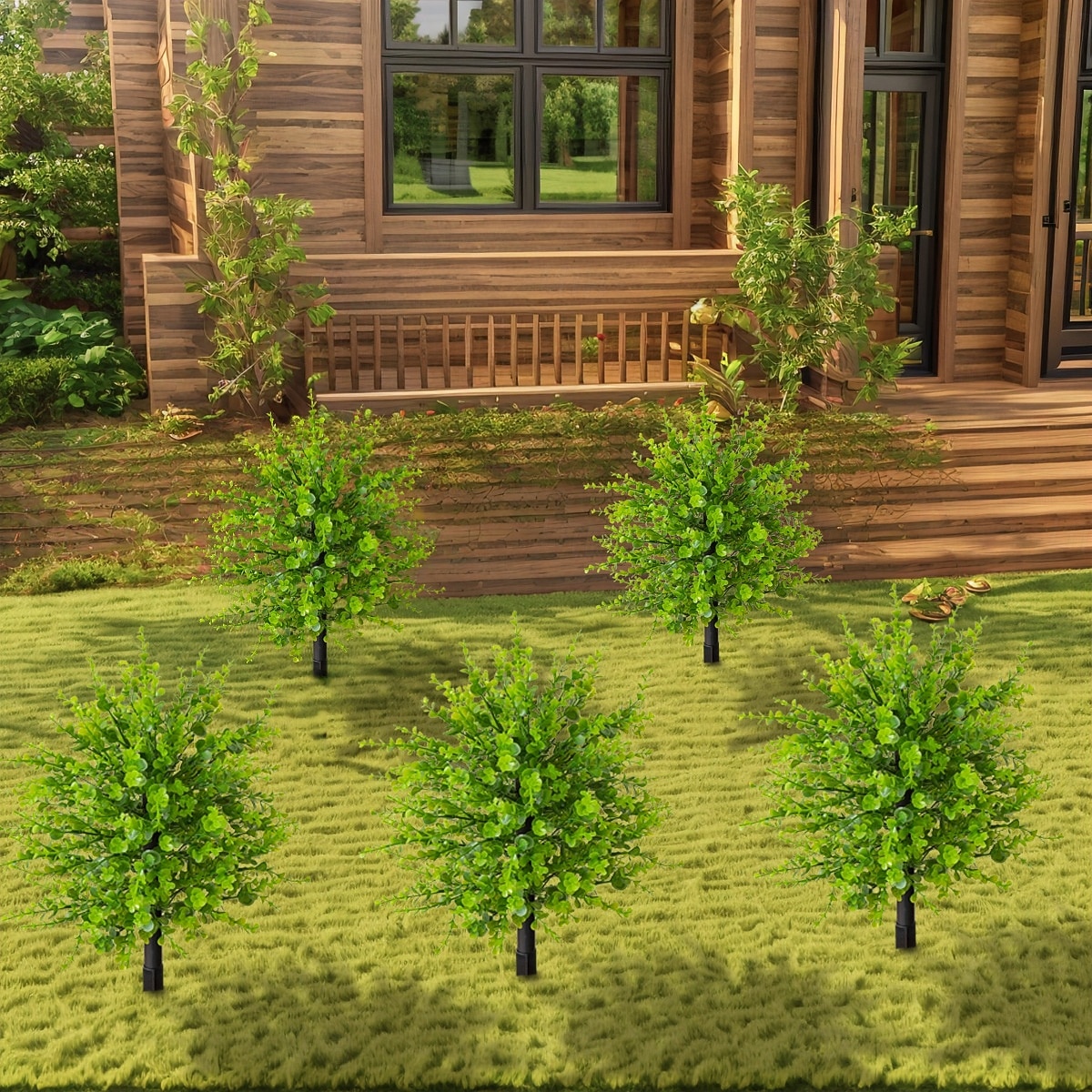 Umělý eukalyptus, 20palcový umělý eukalyptus s bodcem do země, realistická zeleň pro interiér/exteriér domu, terasy, zahrady a dekorace na fotografování. 2026 - $26.99 –P4