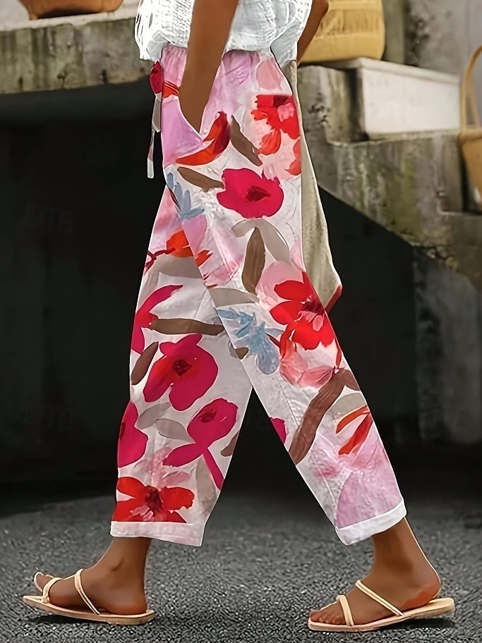 Damen Freizeithose Hosen Hose Gerade Urlaub Mode Streetwear Volle Länge Mittlere Taille Blumen Grafik Tasche Elastischer Bund Druck Bequem Komfort Atmungsaktivität Unelastisch Täglich Outdoor 2026 - $36.99 –P8