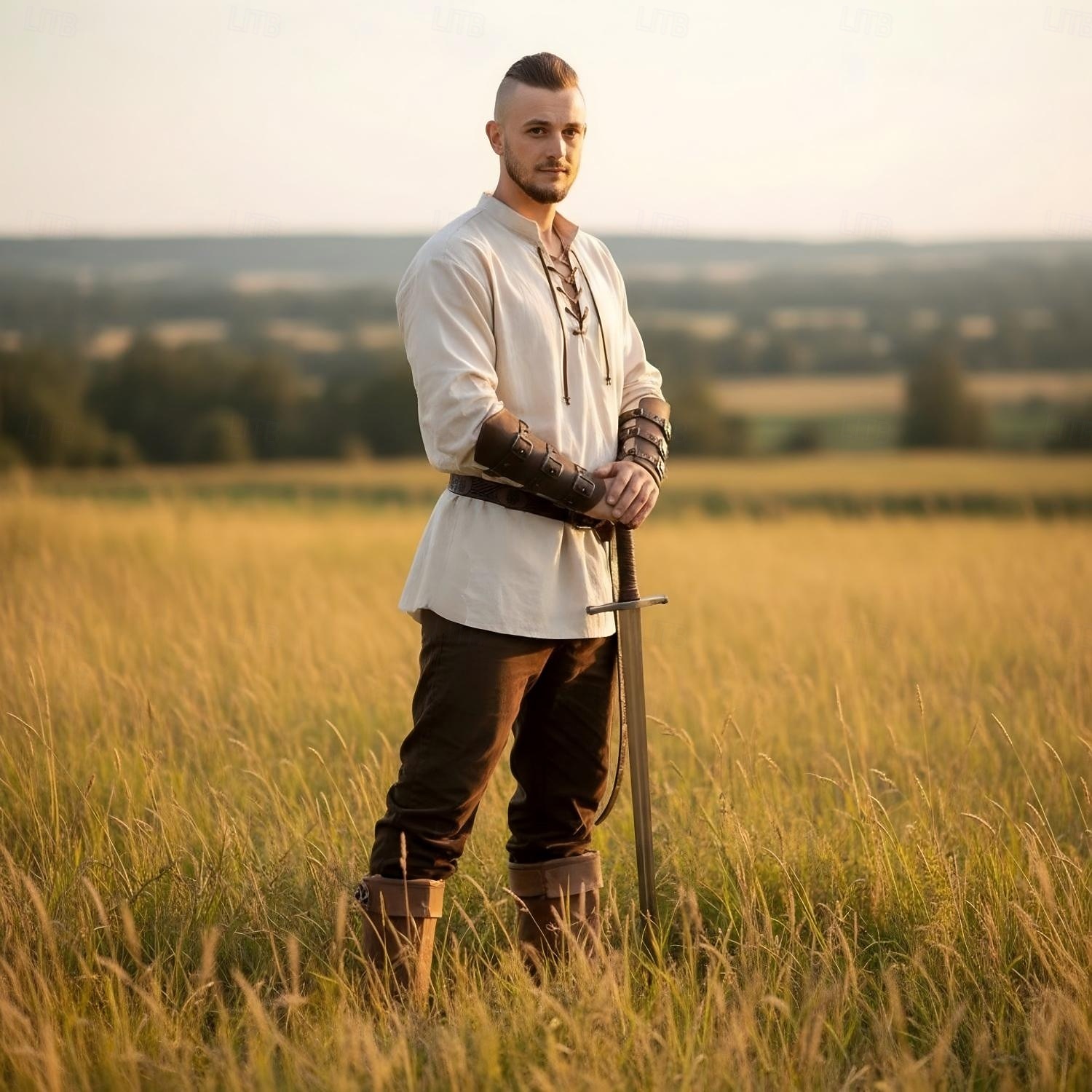Set Middeleeuws Renaissance Outfits Fancy kostuum Krijger Vikingen Kostuum Voor heren Viking Halloween Carnaval Prestatie LARP Ren Faire Volwassenen Zomer Lente 2026 - $62.14 –P16