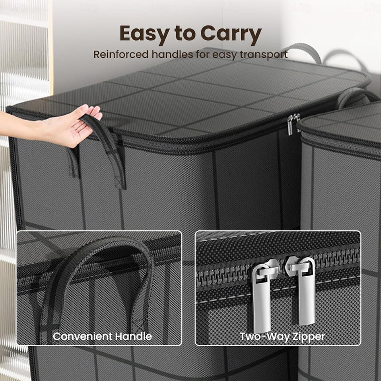 منظم لحاف وفراش مقاوم للغبار مكون من قطعتين، حقائب تخزين كبيرة قابلة للطي بمقابض معززة &سحابات متينة، خزانة ملابس مقاومة للماء &مساحة تخزين أسفل السرير للألحفة والبطانيات والوسائد 2026 - $22.99 –P7