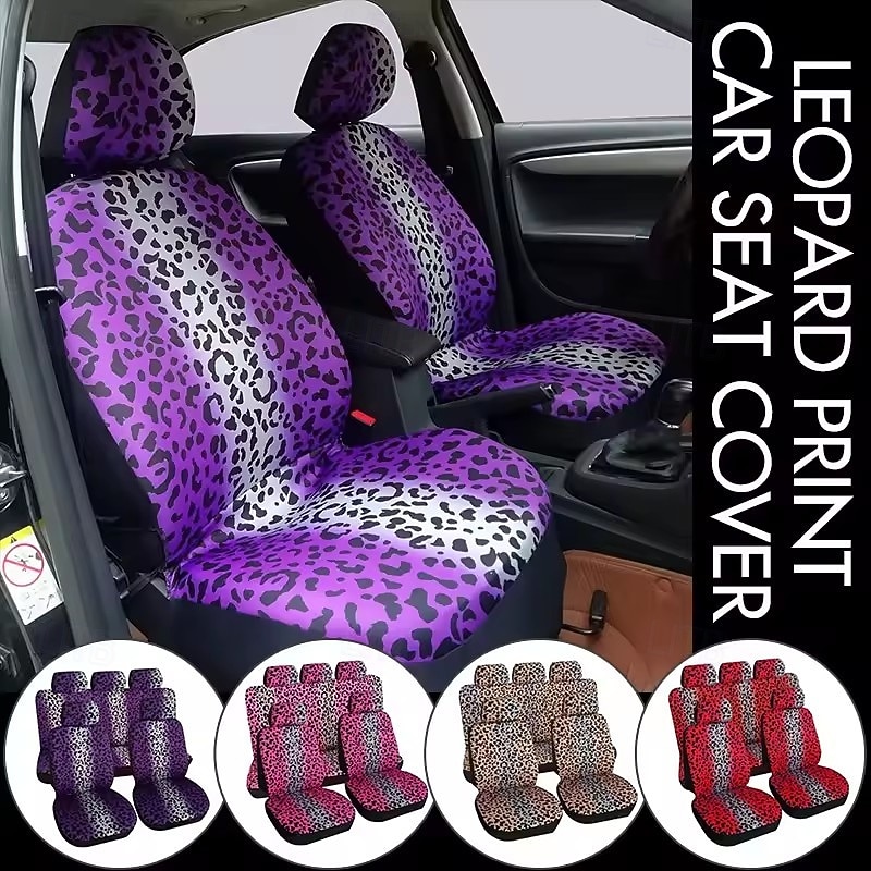 Leopard Print Car Seat Covers Full Set, Universal Fit Cheetah Auto Seat Protector for Women Girls, Front and Rear Seat Covers with Headrest Covers, Cute Car Decor (Multi-Color) 2026 - $58.99 –P2