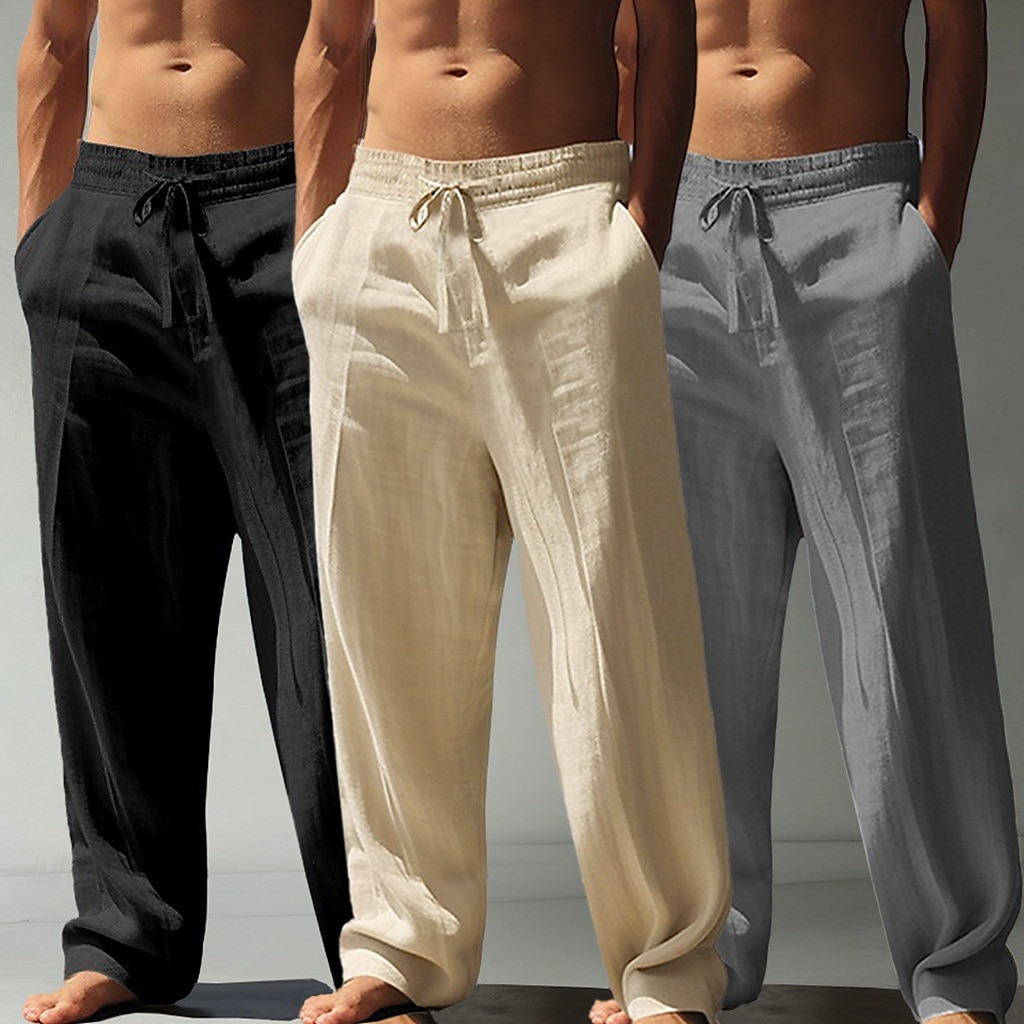 Per uomo Pantaloni di Lino Pantaloni Pantaloni Estivi Pantaloni Larghi Pantaloni da Spiaggia Coulisse Elastico in vita Gamba Dritta Tinta unica Leggero Traspirante Lunghezza intera Casuale Quotidiano del 2026 a $49.99 –P9