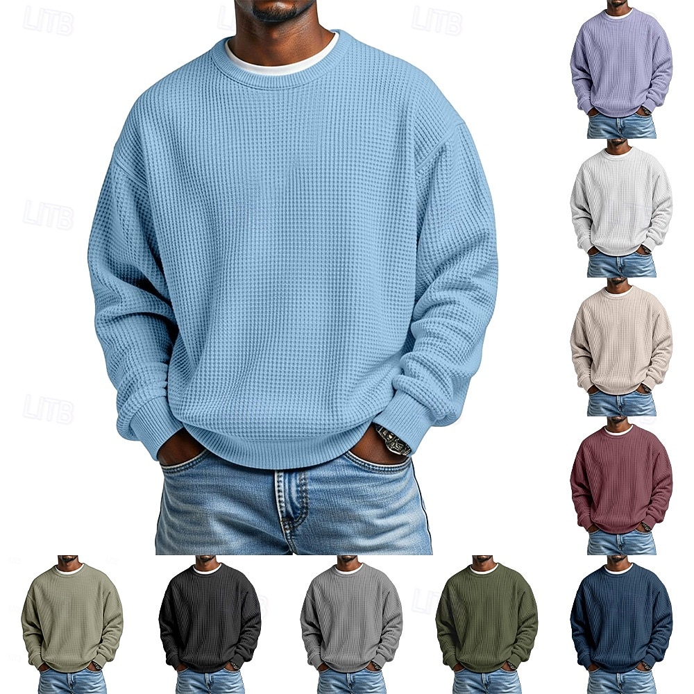 Per uomo Maglia Felpa a nido d'ape Maglione Aalbicocca Bianco Girocollo Semplice Testurizzato Casuale Quotidiano Sport & Outdoor Poliestere Streetwear Cool Abbigliamento Sportivo Primavera & Autunno del 2026 a $24.99 –P1