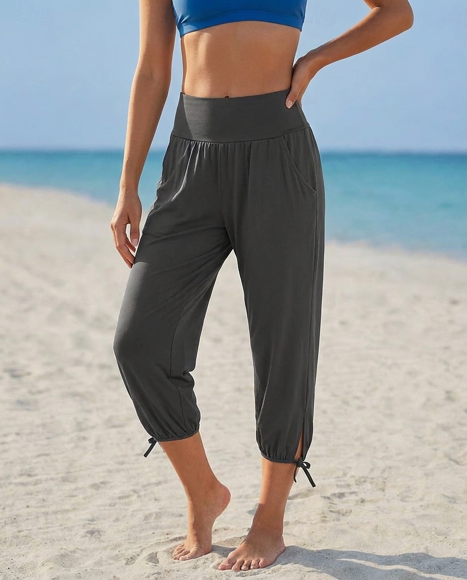 Per donna Pantaloni capri Vacanza Essenziale Lunghezza al polpaccio Misura del girovita medio Tinta unica Semplice Comodità Alta elasticità Blu Rosso violaceo Grigio chiaro Grigio scuro Estate del 2026 a $20.99 –P3
