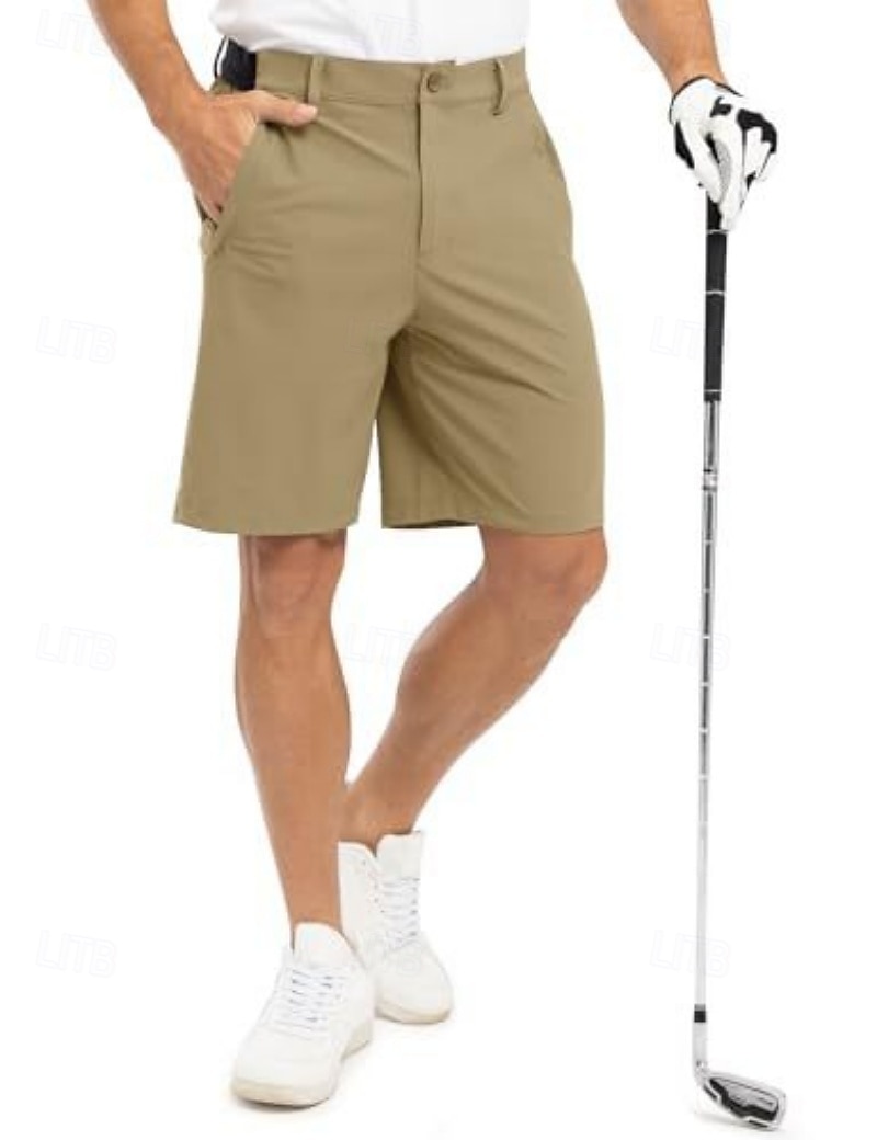 Voor heren Geklede korte broek Bedrijf Casual korte broek Golfshorts Zak Elastische taille Effen kleur Comfort Sneldrogend Knielengte Casual Buiten liiketoiminta Modieus Streetwear Zwart Marineblauw 2026 - SAR 111 –P8