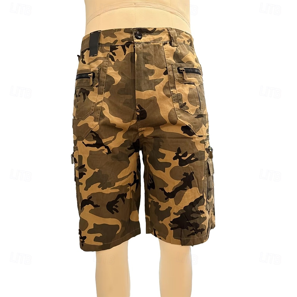 Men's Tactical Cargo Cargo Shorts Shorts Casual Shorts Pocket Elastic Waist Plain Calf-Length Casual Outdoor Streetwear Fashion Streetwear Orange Brown Inelastic 2026 - $35.99 –P11
