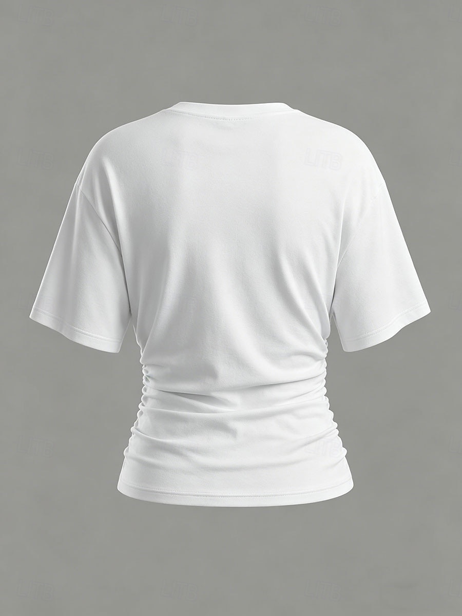 نسائي تي شيرت تي الأعلى مكشكش لون الصلبة سهل موضة أنيق كلاسيكي كم قصير رقبة عالية مدورة رقبة دائرية قمصان قصيرة مناسب للبس اليومي مناسب للخارج عطلة نهاية الاسبوع بني غامق أسود أبيض وردي بلاشيهغ نبيذ 2026 - $19.99 –P4