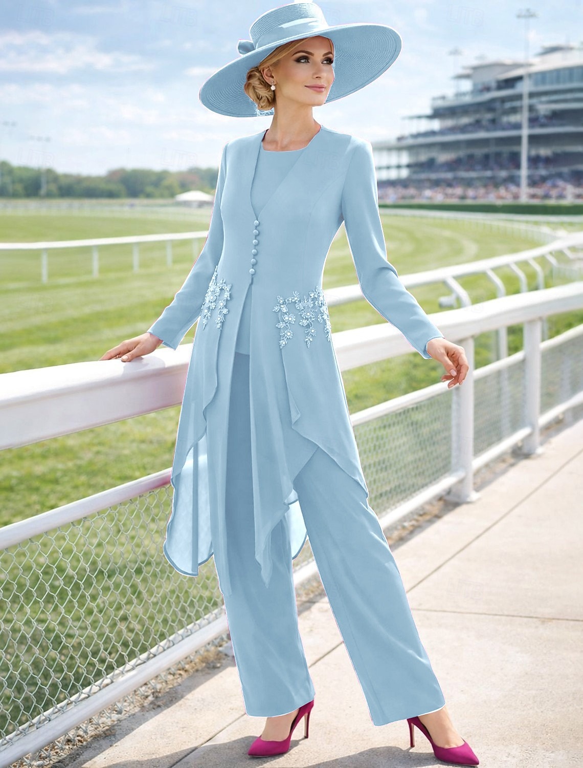 3 Piece Ankle Length Mother of the Bride Dress Long Sleeve Scoop Neck Elegant Vintage Wedding Guest Semi Formal Chiffon Lace with Appliques 2026 - $206.99 –P5