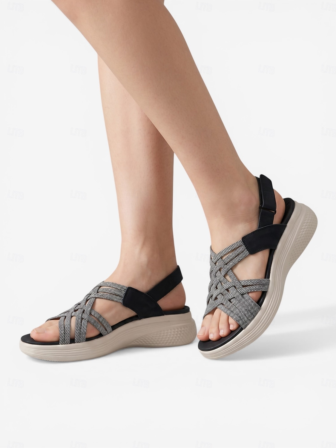 Sandales noires sportives pour femmes avec soutien de la voûte plantaire – sandales à bride arrière élastique tissée, chaussures légères, respirantes et rembourrées pour un confort optimal toute la de 2026 ? $34.99 –P3