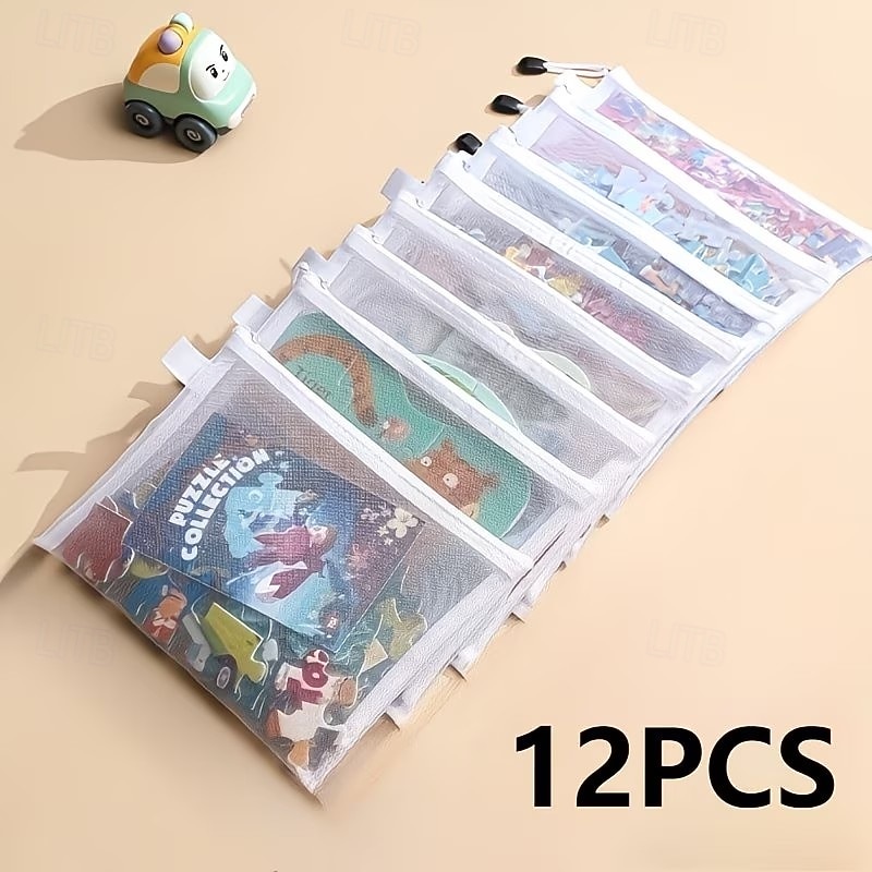 12PCS Large-Capacity Office Mesh File Bags, Breathable Nylon Folders and Envelopes, Transparent Pen Bags, Puzzle File Storage Folders, Zippered Briefcases, Suitable for Office Organization and Busines 2026 - $15.99 –P5