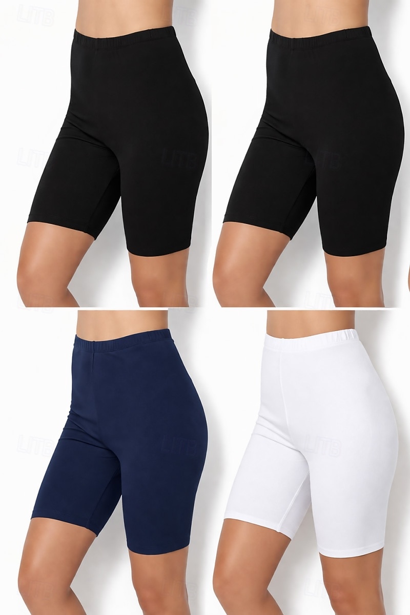 4 pezzi pantaloncini chino da donna leggings leggings comodi vacanza streetwear basic lunghezza al ginocchio vita alta tinta unita elastico in vita comfort traspirante elasticizzato vacanza street del 2026 a $32.99 –P4