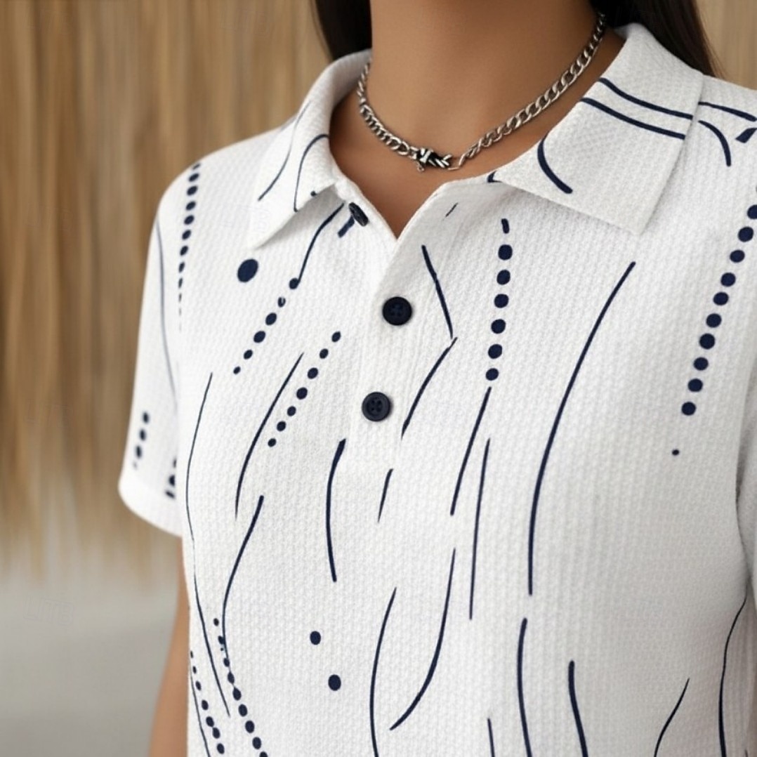 Damen Hemd Waffel-Poloshirts Sommeroberteile Grafik Geometrisch Tupfen Vintage Stilvoll Ärmellos Umlegekragen Normale Oberteile Strandhochzeit Lässig Täglich Blau Weiß Rosa Grün Sommer Frühling Herbst 2026 - $24.99 –P6