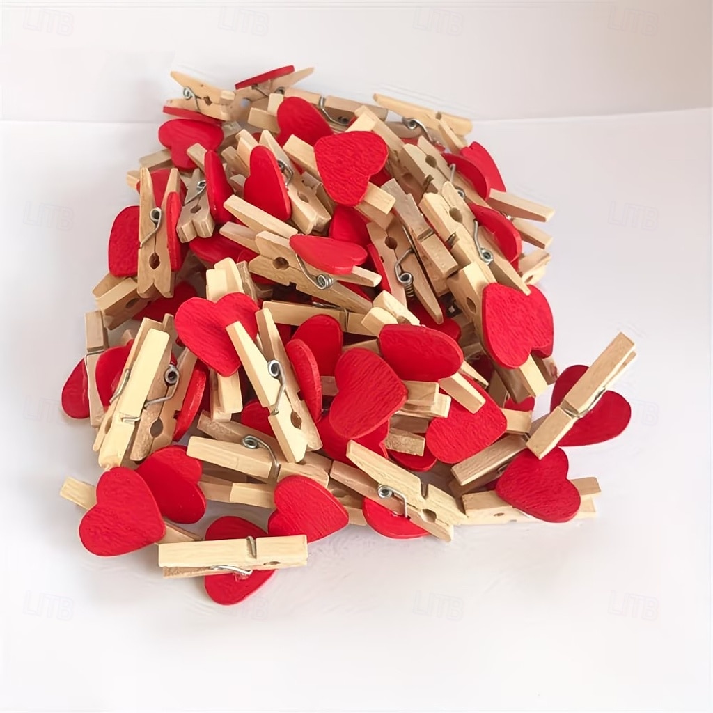 100 mollette di legno a forma di cuore, perfette per lavori creativi, esposizioni di foto, bomboniere, decorazioni fai da te, piccole mollette per scrapbooking &progetti artistici del 2026 a $15.99 –P9