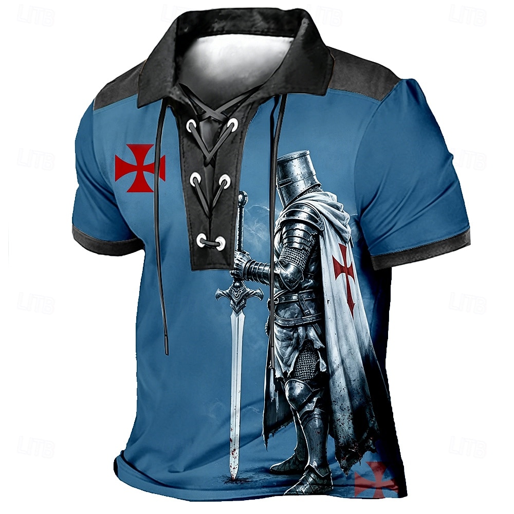 Hombre Caballeros templarios Camisetas polo Manga Corta Camisas de polo Diseño Vintage Casual Ropa de calle Ropa Cotidiana Impresión 3D Malla Transpirable Primavera verano Azul Piscina Negro Marrón 2026 - $22.99 –P3