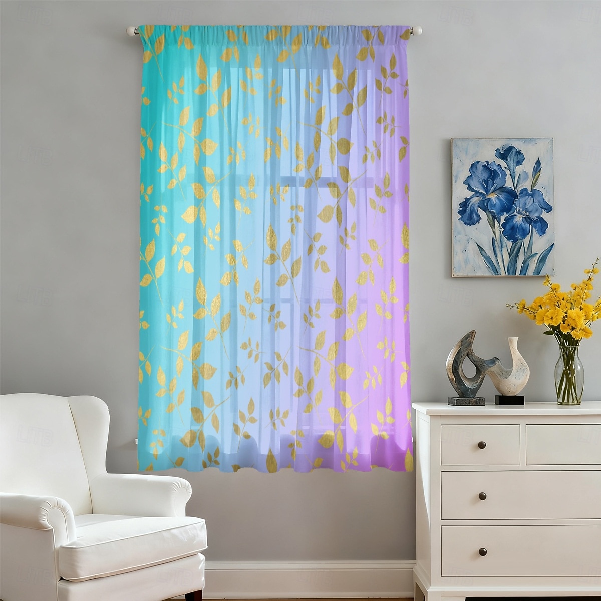 Tenda trasparente per finestre, adatta a tutte le stagioni, per camera da letto e soggiorno, con asta, motivo floreale dipinto a inchiostro, effetto morbido e nebbioso, elegante e leggera. del 2026 a $14.49 –P3