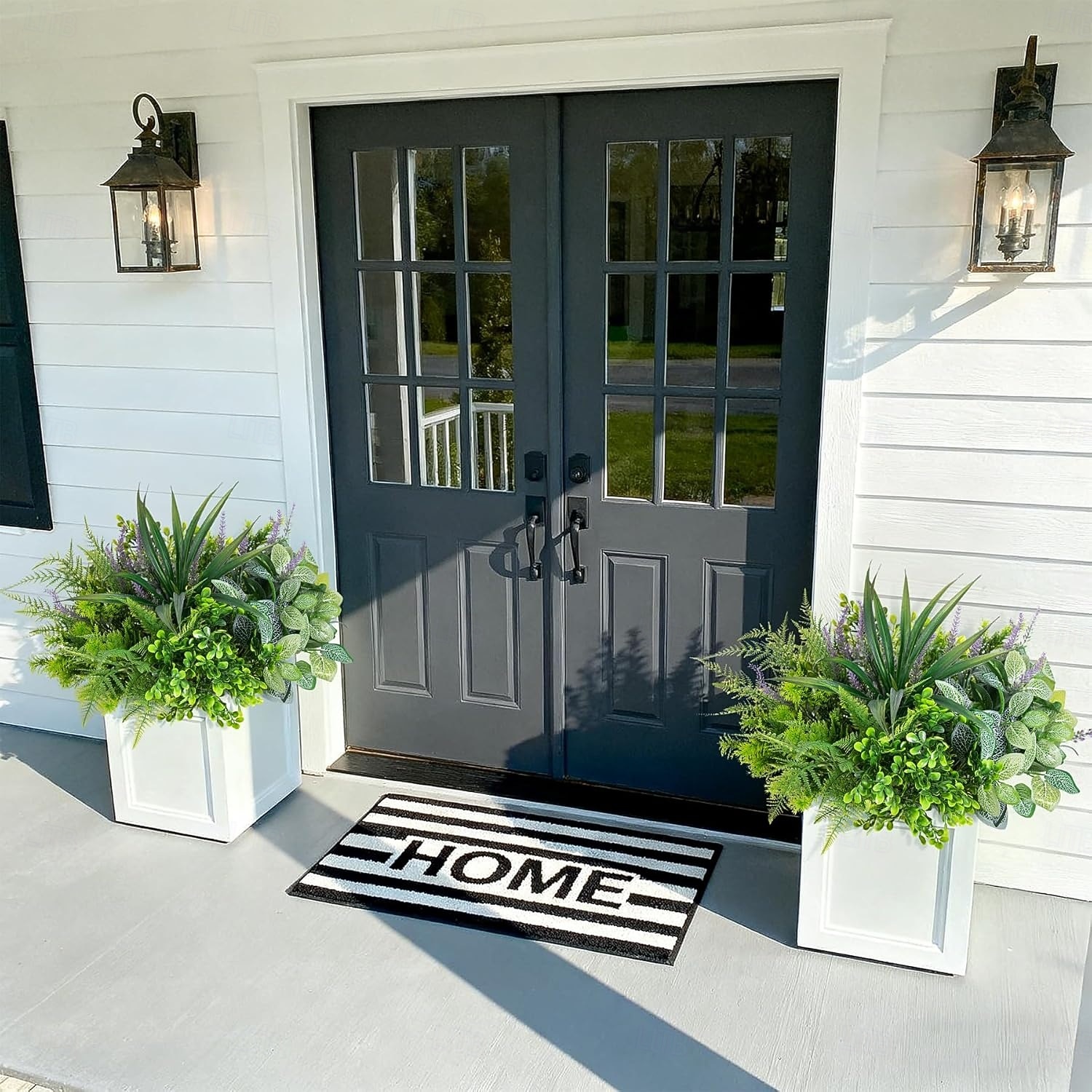 Venkovní umělé rostliny odolné proti UV záření - 12 kytic, realistické umělé eukalyptové kapradiny, levandulové zeleně na terasu, zahradu, přední verandu, dekoraci, odolné proti povětrnostním vlivům, 2026 - $22.99 –P6