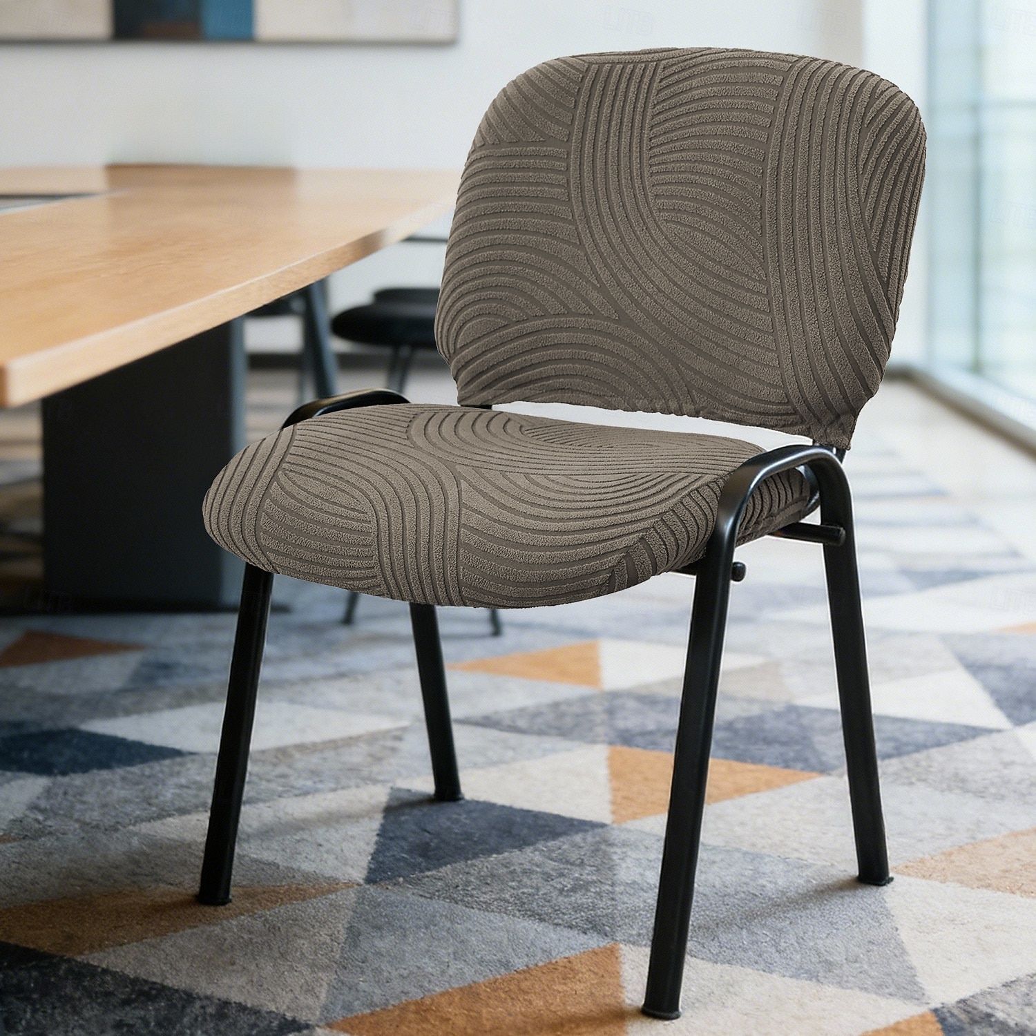 Housse extensible et fendue pour chaise de conférence, protection pour coussin d'assise et dossier de bureau, motif floral arqué, housse antidérapante pour toutes les saisons de 2026 ? $15.49 –P5