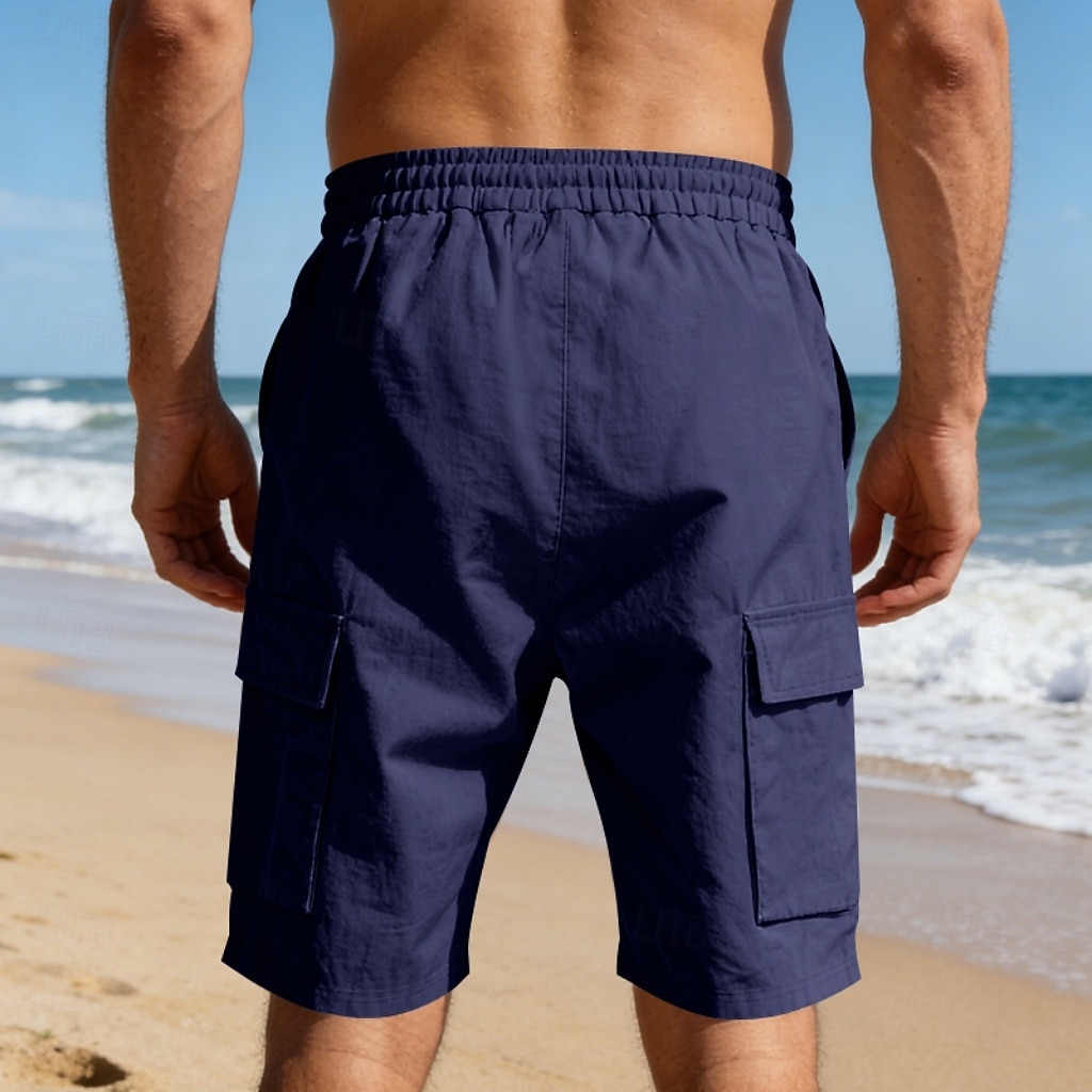 Men's Cotton Linen Shorts Shorts Summer Shorts Beach Shorts Drawstring Pocket Elastic Waist Plain Comfort Breathable Knee Length Outdoor Beach Vacation Vacation Fashion Black White Inelastic 2026 - $22.99 –P7