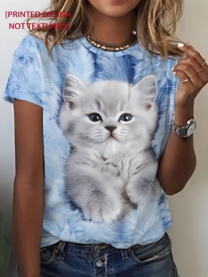 Pasqua Per donna Maglietta Stampato Grafico Animale Cartoni animati Moda Elegante Classico Manica Corta Girocollo Top Regolari Casuale Quotidiano Weekend Blu Verde chiaro Arancione Estate Primavera del 2026 a $21.99 –P3
