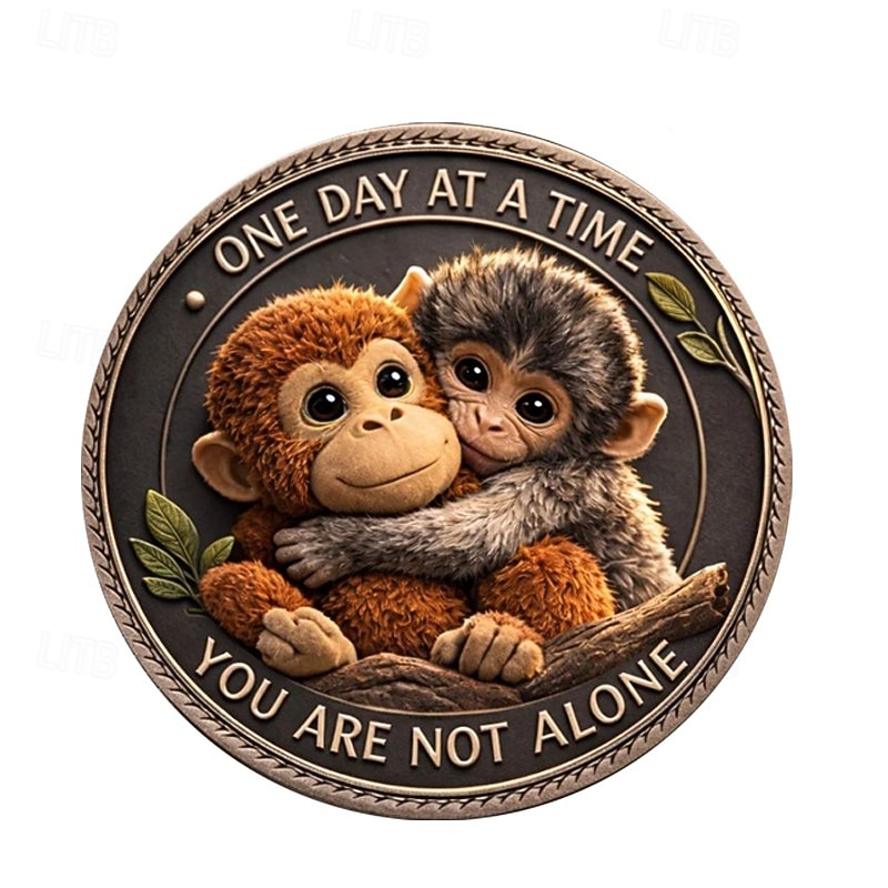 Moeda comemorativa Punch Monkey, item colecionável inspirador e motivacional, presente de incentivo "um dia, um passo", lembrança com mensagem positiva para crianças e adultos. de 2026 por $19.99 –P3