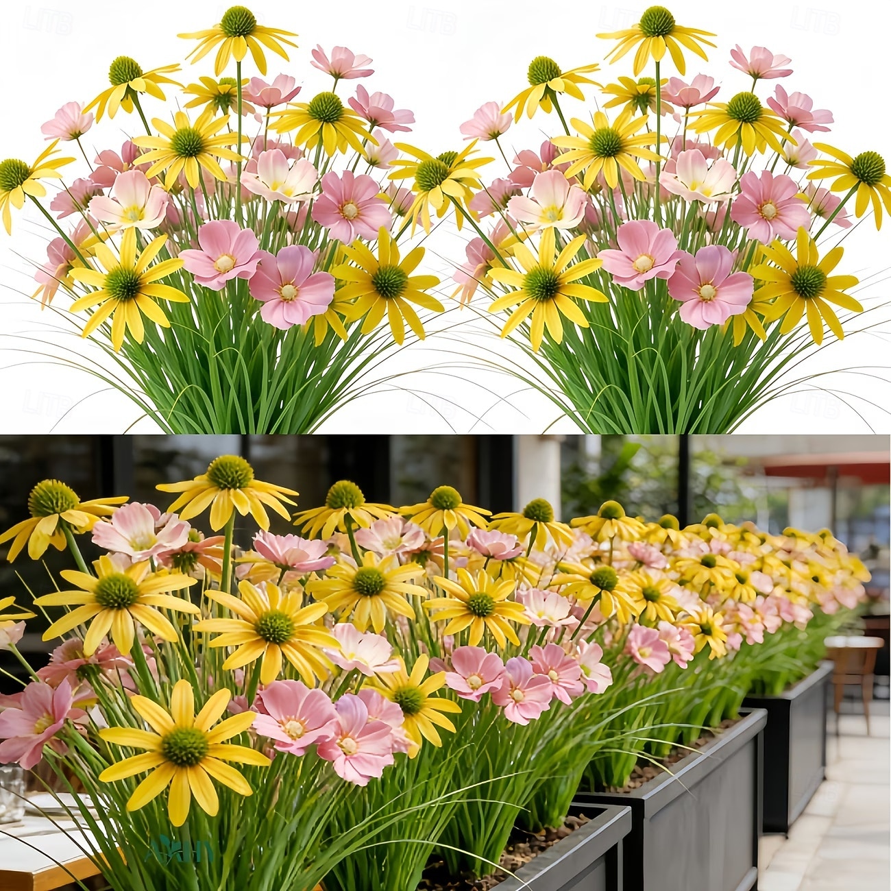 20Pcs Artificial Outdoor Flowers and Bulbous Grass, Plastic Replica Gerbera Daisy and Bulbous Grass Ground Plants, Suitable for Garden, Patio, Hotel Decoration, Easy to Care for All Seasons 2026 - $29.99 –P1