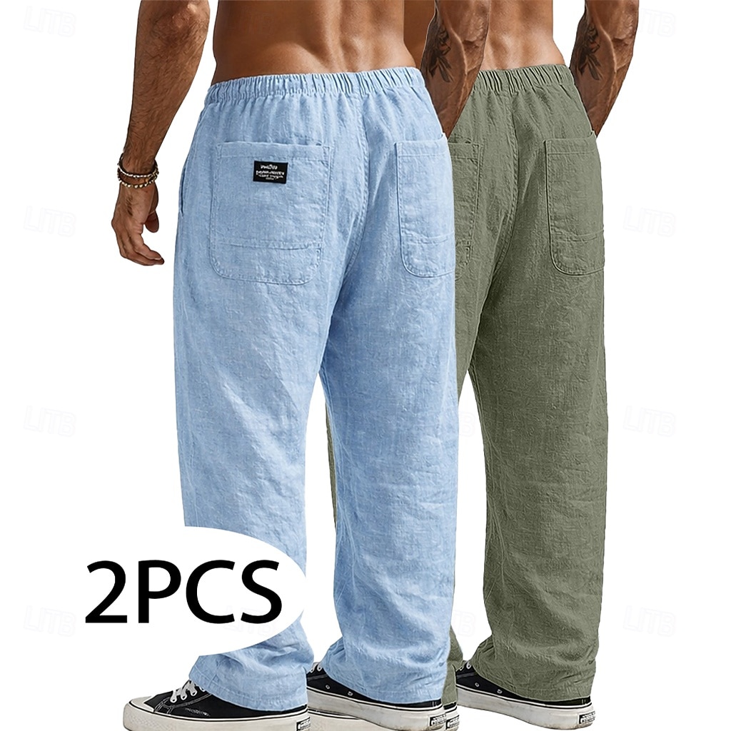 Per uomo Pantaloni di Lino Pantaloni Pantaloni Estivi Pantaloni Larghi Pantaloni da Spiaggia Coulisse Elastico in vita Gamba Dritta Semplice Comodità Traspirante Lunghezza intera Casuale Quotidiano del 2026 a $41.99 –P5