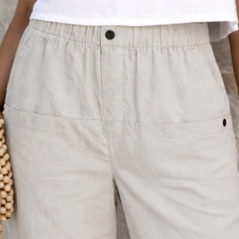 Women's Trousers Casual Pants Summer Pants Beach Pants Vacation Fashion Casual Daily Ankle-Length High Waist Solid Color Plain Pocket Elastic Waistband Comfort Quick Dry Breathable Inelastic 2026 - $29.99 –P2