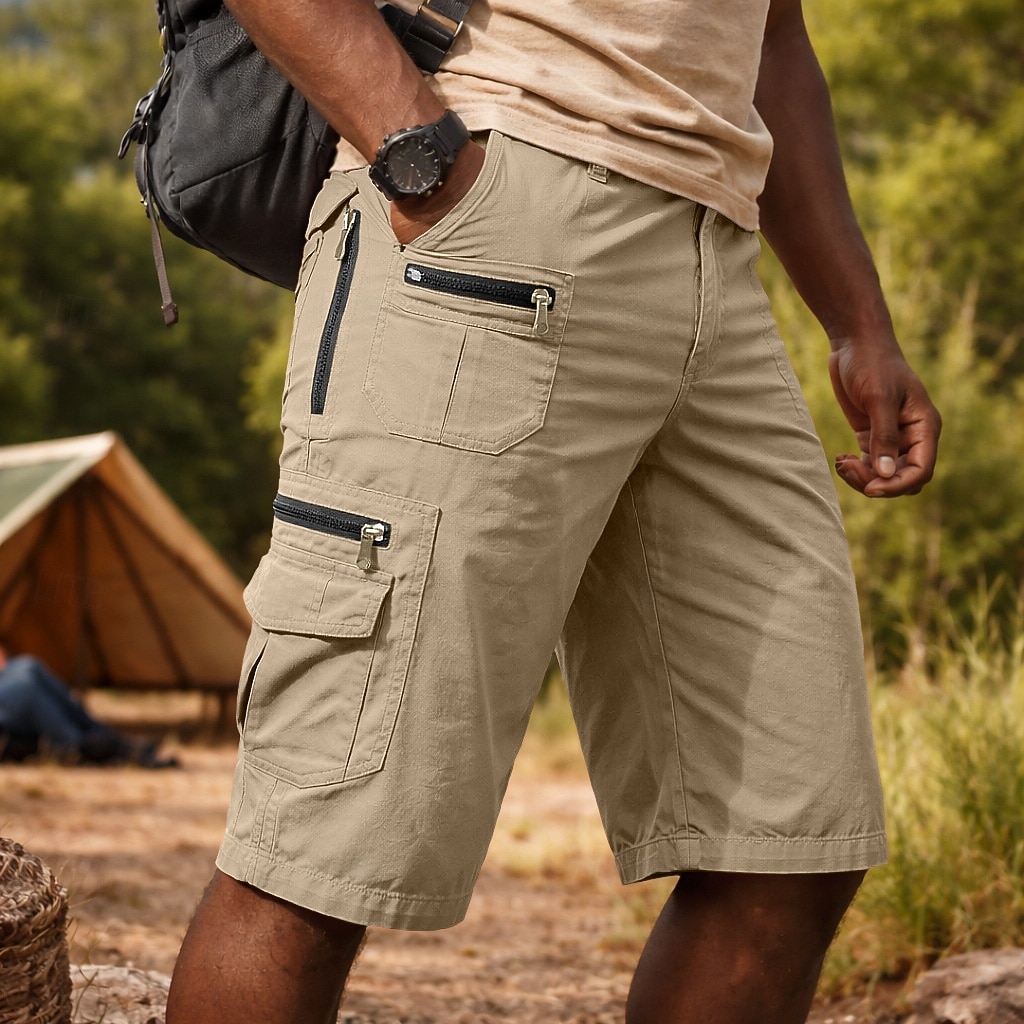 Herre Lastebukser Cargoshorts Shorts Casual shorts Lomme Elastisk midje عادي Knelengde Avslappet utendørs Gateklær Mote Gatemote Svart Brun Uelastisk 2026 - $35.99 –P2