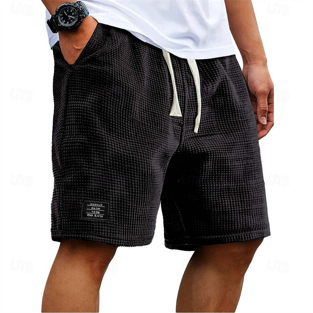 Муж. Вафельные шорты Летние шорты Пляжные шорты Повседневные шорты Кулиска Эластичная талия Сплошной цвет Комфорт Длина колена Повседневные на открытом воздухе Уличная одежда Отпуск Мода 2026 - $21.99 –P3