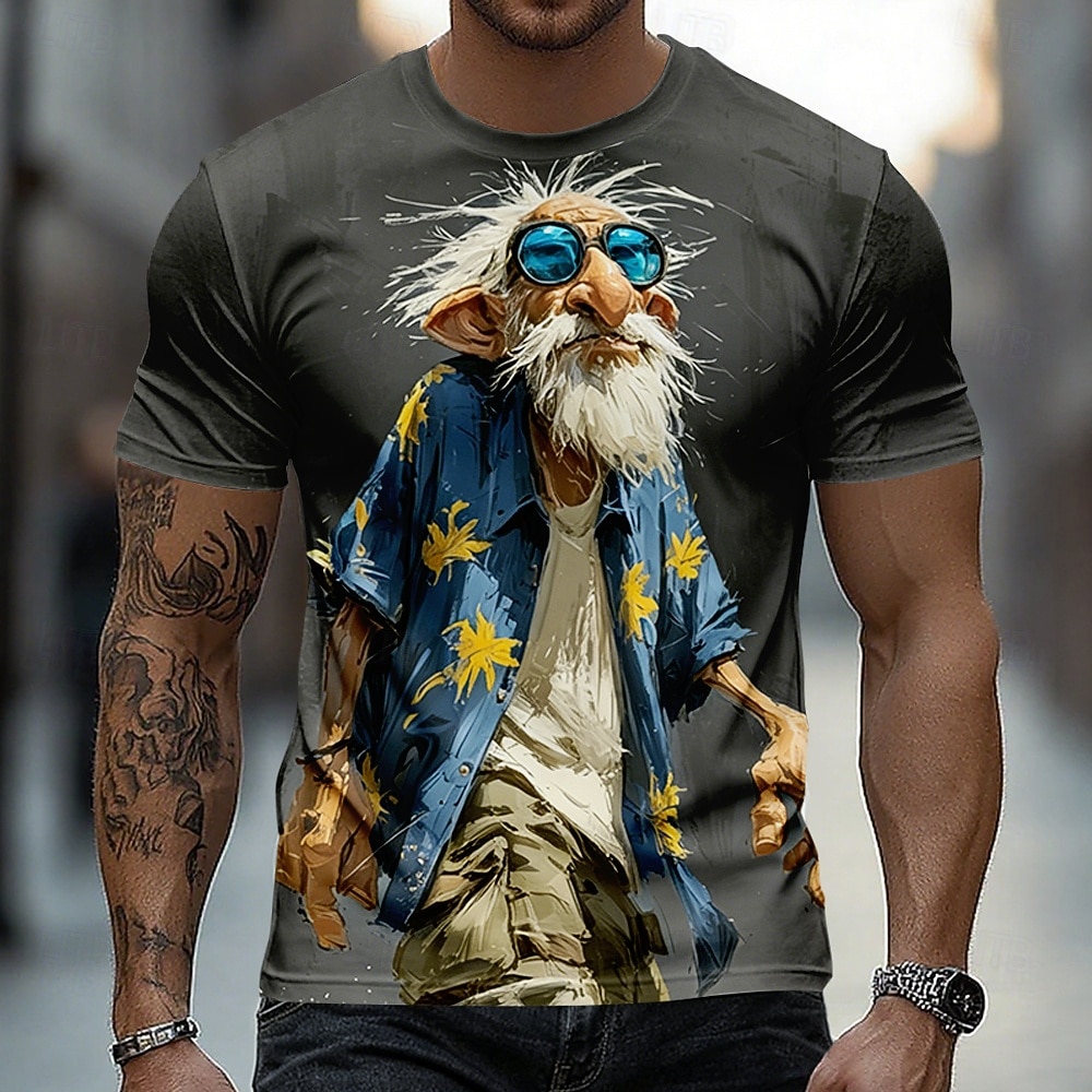 Voor heren Ombre Oude man T-shirt Korte mouw T-shirt 3D-afdrukken Strakke ronde hals Overhemd Grappig Casual Dagelijks Straat blauw Licht Blauw Groen Zomer Lente Kleding S M L XL 2XL 3XL 2026 - $18.99 –P4