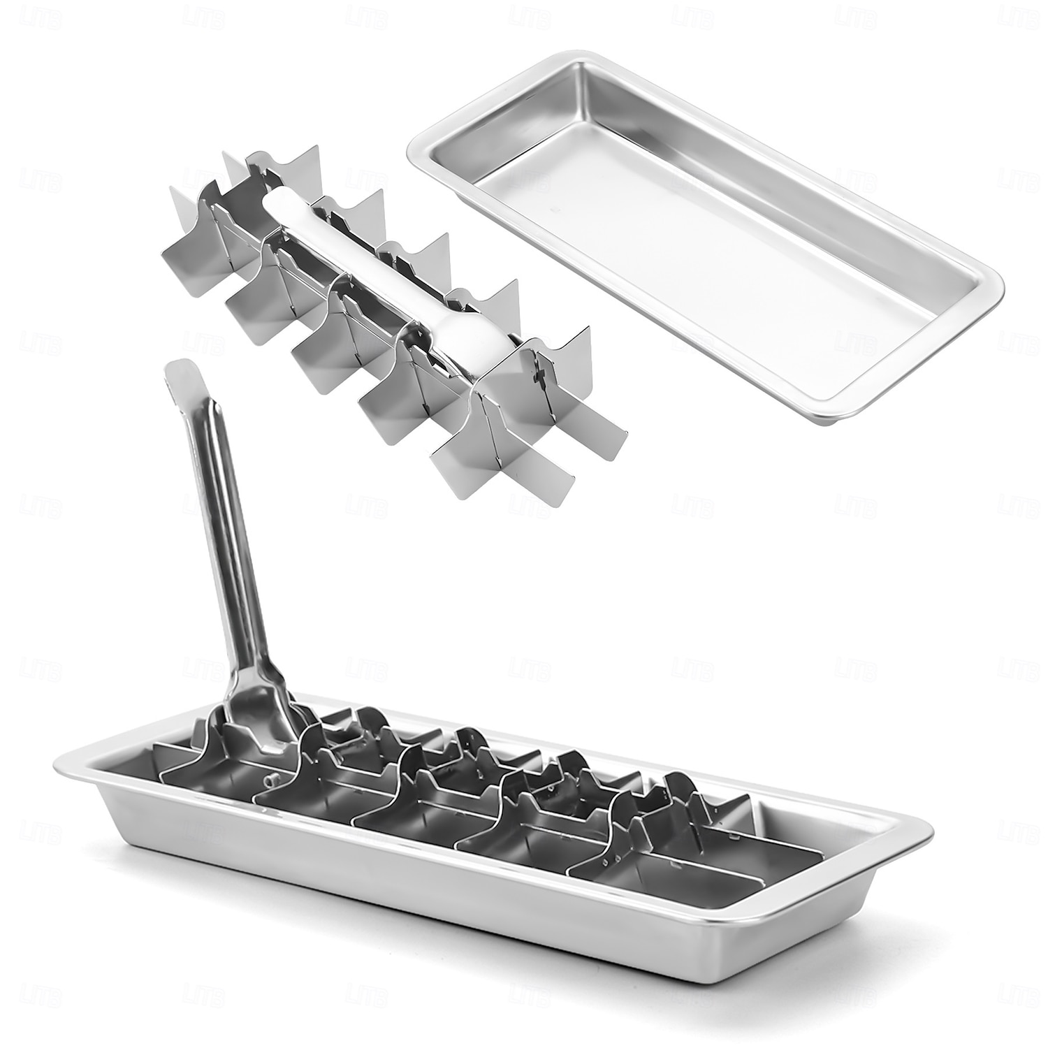 Vassoio per cubetti di ghiaccio in acciaio inox a 18 scomparti con maniglia per un facile rilascio, vassoio per il ghiaccio rimovibile per la preparazione di cubetti di ghiaccio e alimenti surgelati, del 2026 a $27.99 –P3