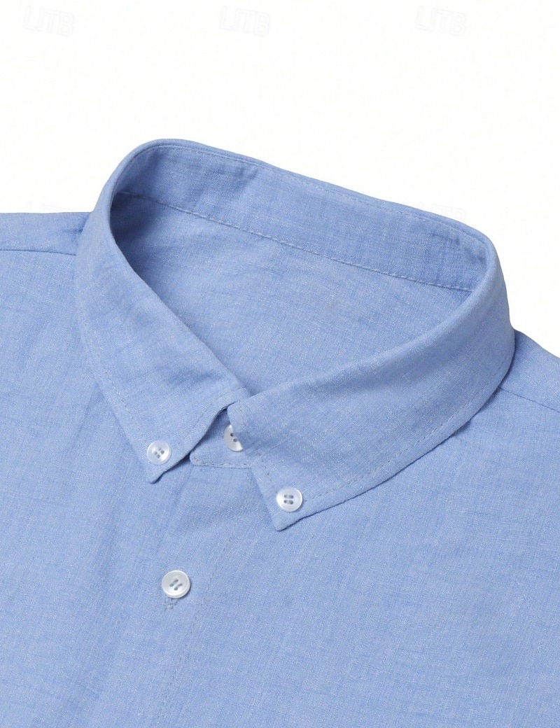 Men's Shirt Dress Shirt Button Down Shirt Solid Color Outdoor Business Blue Long Sleeve Button Down Collar Summer Spring Clothing Apparel Buttons 2026 - $26.99 –P8