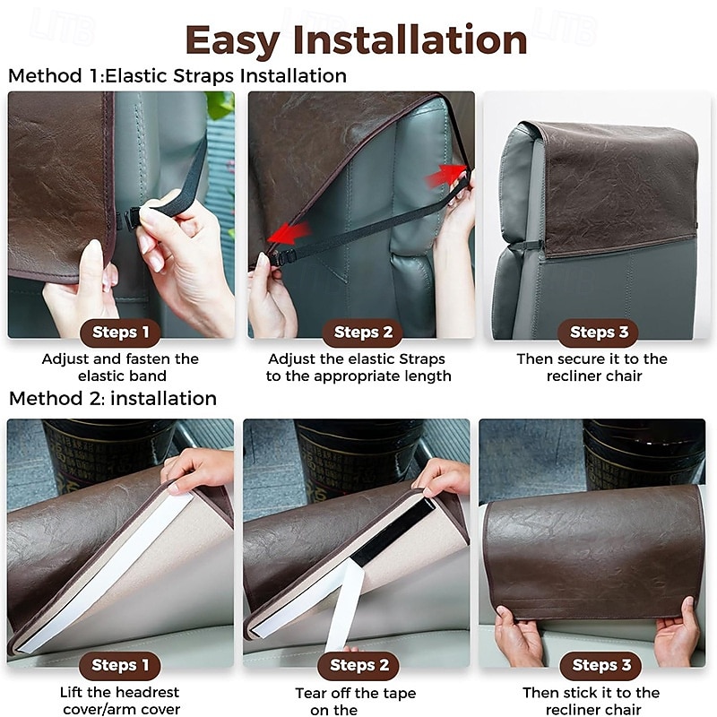 Voděodolný potah na pohovku, potah na opěrku hlavy s elastickým popruhem a kapsou, chránič loketní opěrky, protiskluzový potah na opěrku hlavy křesla, chránič nábytku do obývacího pokoje, odolný, snadno se čistí 2026 - $48.99 –P3