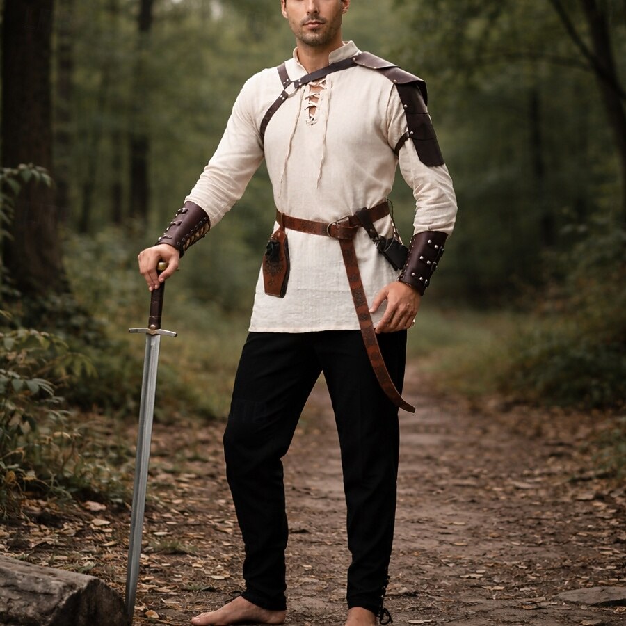 Medieval Renaissance Pants Waist Belt Shirt Long Sleeves Lace up Fancy Dress Men's Masquerade Party Renaissance Fair LARP Adults' Shirt Pants Shoulder Armor 2026 - $88.99 –P1