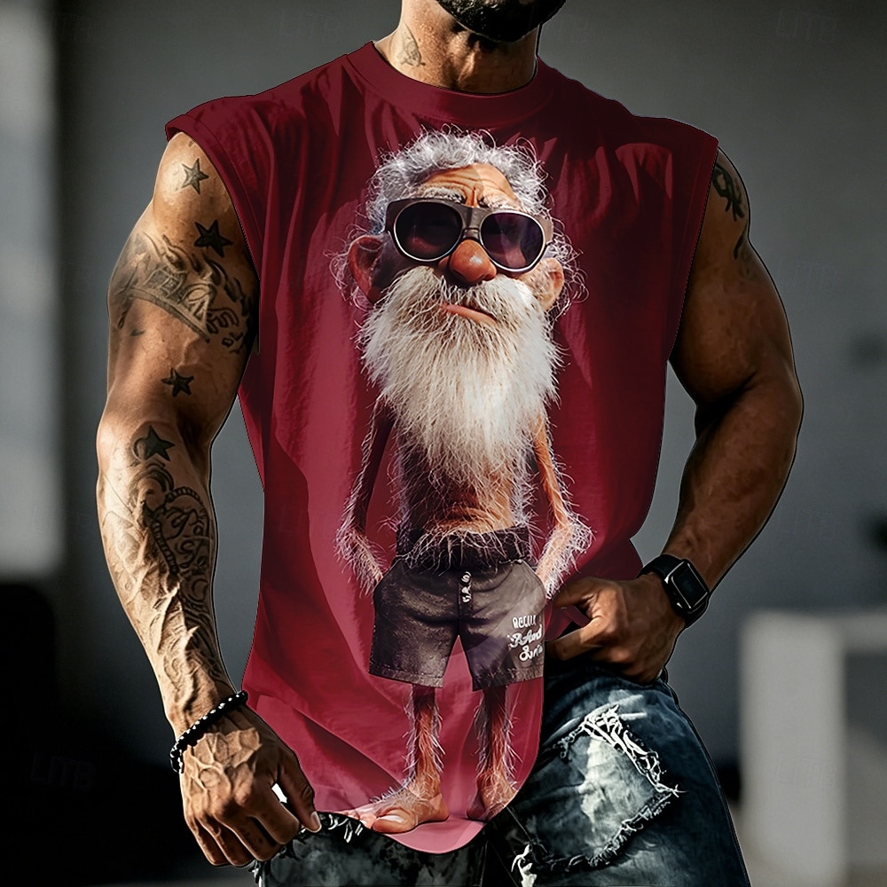 Homme A Ombre Vieil Homme Sous-Vêtements Sans manches T-shirt Impression 3D Col ras du cou Chemise Drôle Occasionnel Quotidien Rue Bleu Noir Rouge Printemps & Été Vêtement Tenue S M L XL 2XL 3XL de 2026 ? $17.99 –P3