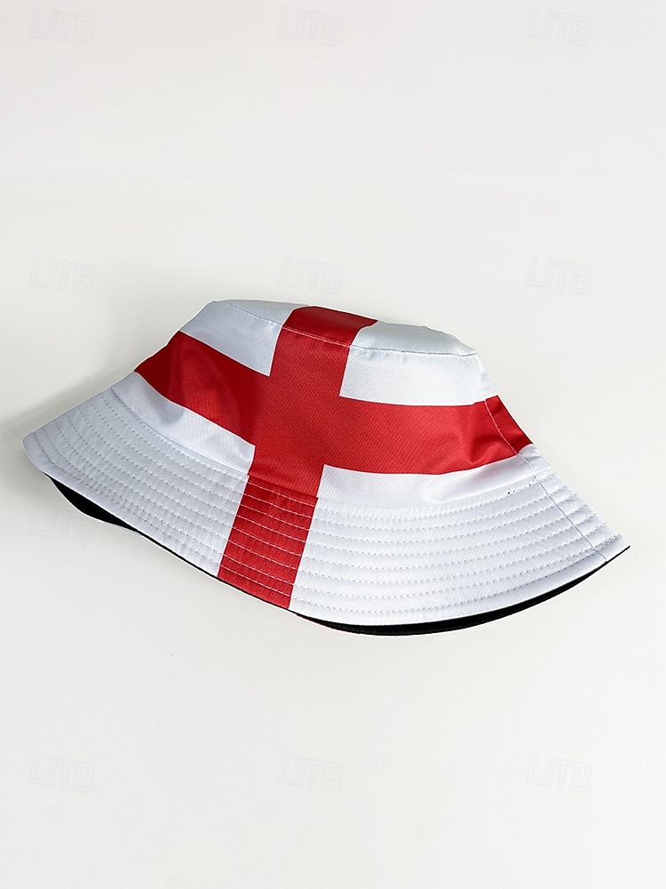 Herr vändbar polyesterkeps, tryckt med Englands flagga, lätt fotbollsfankeps för matchdag, supportrar, fritidssporter, utomhuskläder 2026 - $11.99 –P5