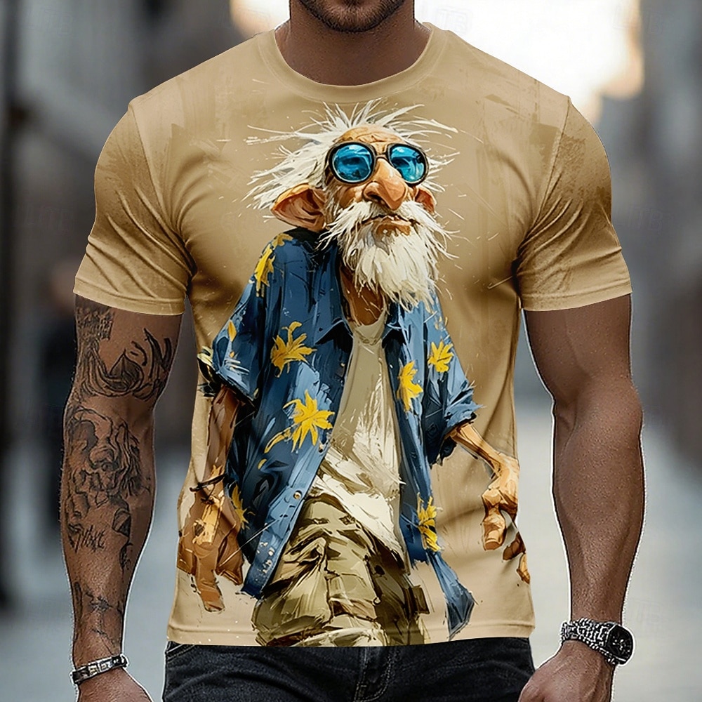 Voor heren Ombre Oude man T-shirt Korte mouw T-shirt 3D-afdrukken Strakke ronde hals Overhemd Grappig Casual Dagelijks Straat blauw Licht Blauw Groen Zomer Lente Kleding S M L XL 2XL 3XL 2026 - $18.99 –P5
