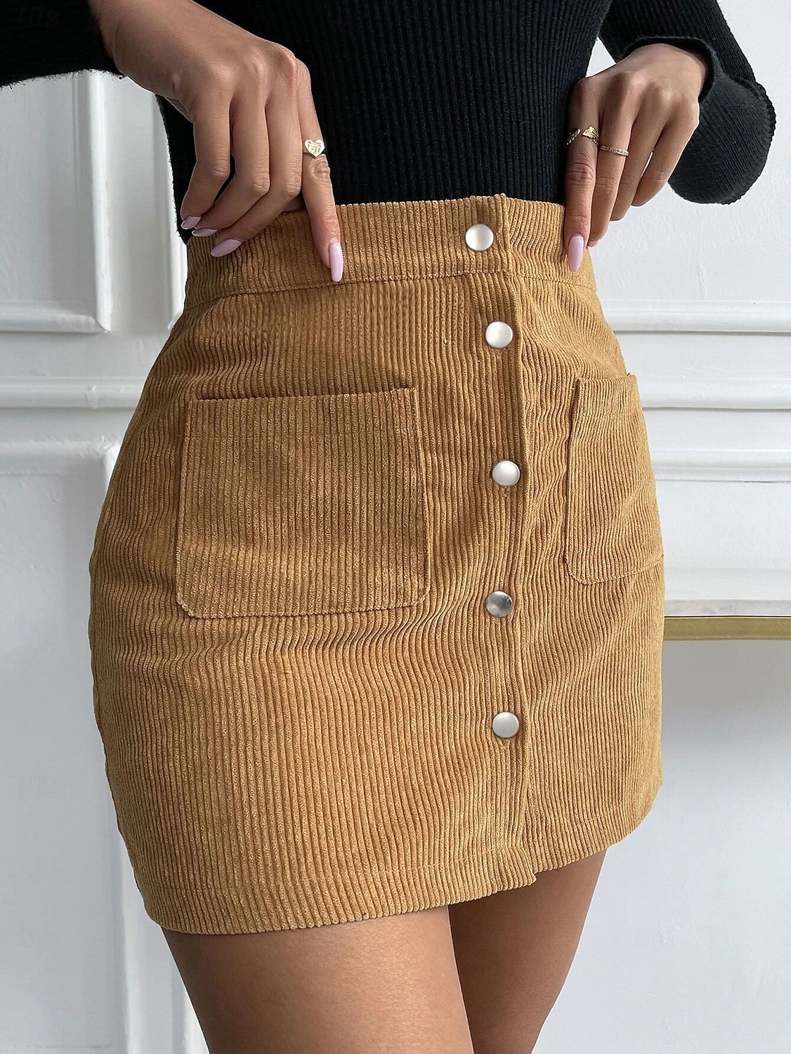 Women's Vacation Skirt Fashion Casual Mini High Waist Skirts Plain Pocket Inelastic Daily Street Black Yellow Pink Wine Spring 2026 - $18.99 –P10
