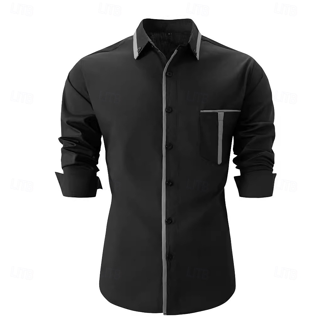Homens Camisa Social Saia camisa de botão Camisa não de ferro Bloco de cor Casual Diário Branco Vermelho Azul Marinha Caqui Manga Longa Aberto para a Lateral Primavera Primavera & Outono Roupa de 2026 por $29.99 –P10