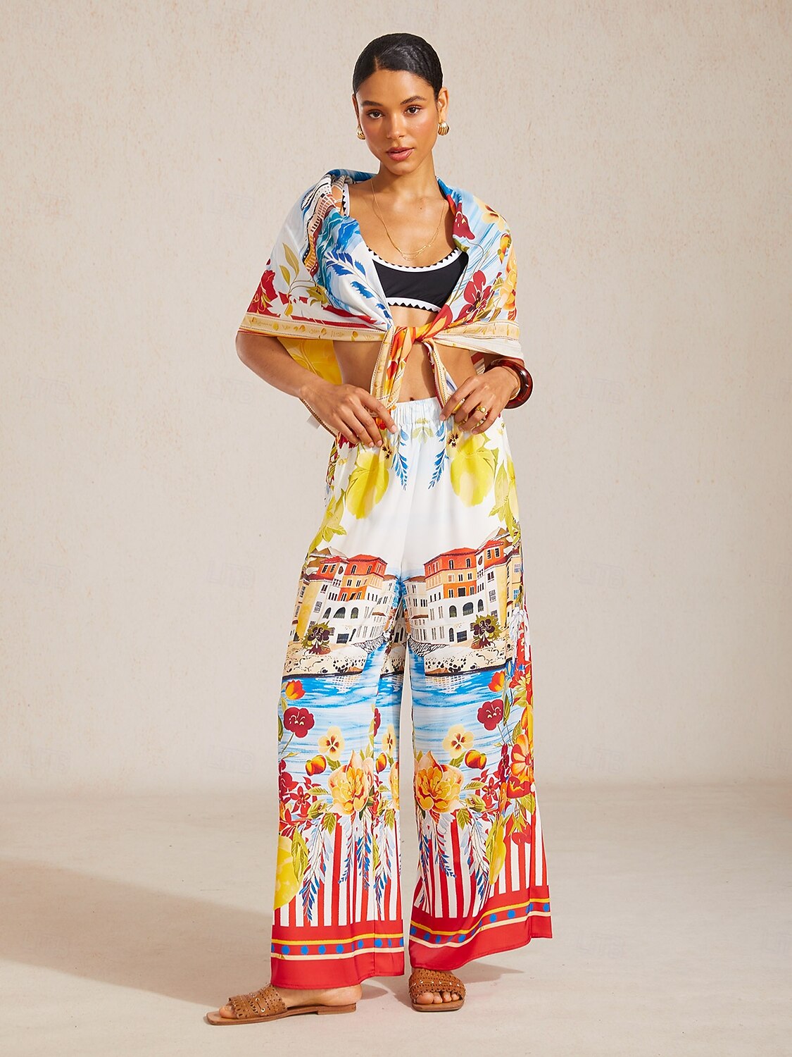 Καλοκαιρινό, αέρινο τετράγωνο φουλάρι από σιφόν της Σαντορίνης 2026 - $33.99 –P6