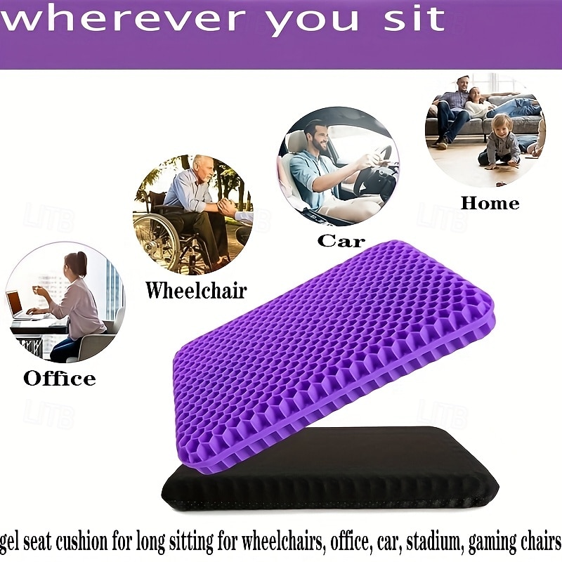 Gel Seat Cushion, Large Honeycomb Design Cooling Chair Pad for Pressure Relief, Orthopedic Seat Cushion for Office Chair, Car, Home, Wheelchair, Tailbone & Sciatica Pain Relief, Non-Slip Cover 2026 - $23.99 –P2