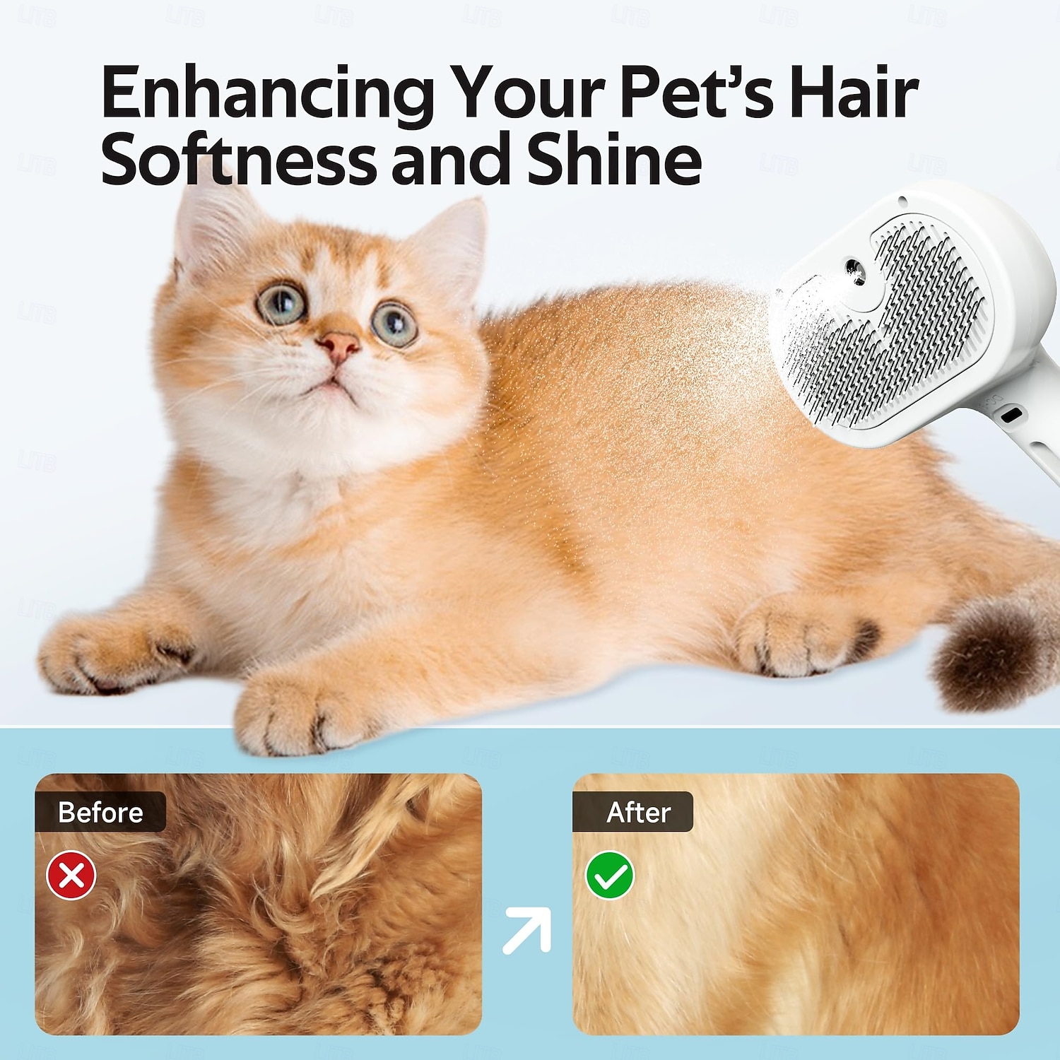 Perie de îngrijire pentru animale de companie cu spray electronic - instrument delicat pentru îndepărtarea nămolului pentru pisici &Perie cu abur pentru câini și animale de companie, reduce 2026 - $13.99 –P4