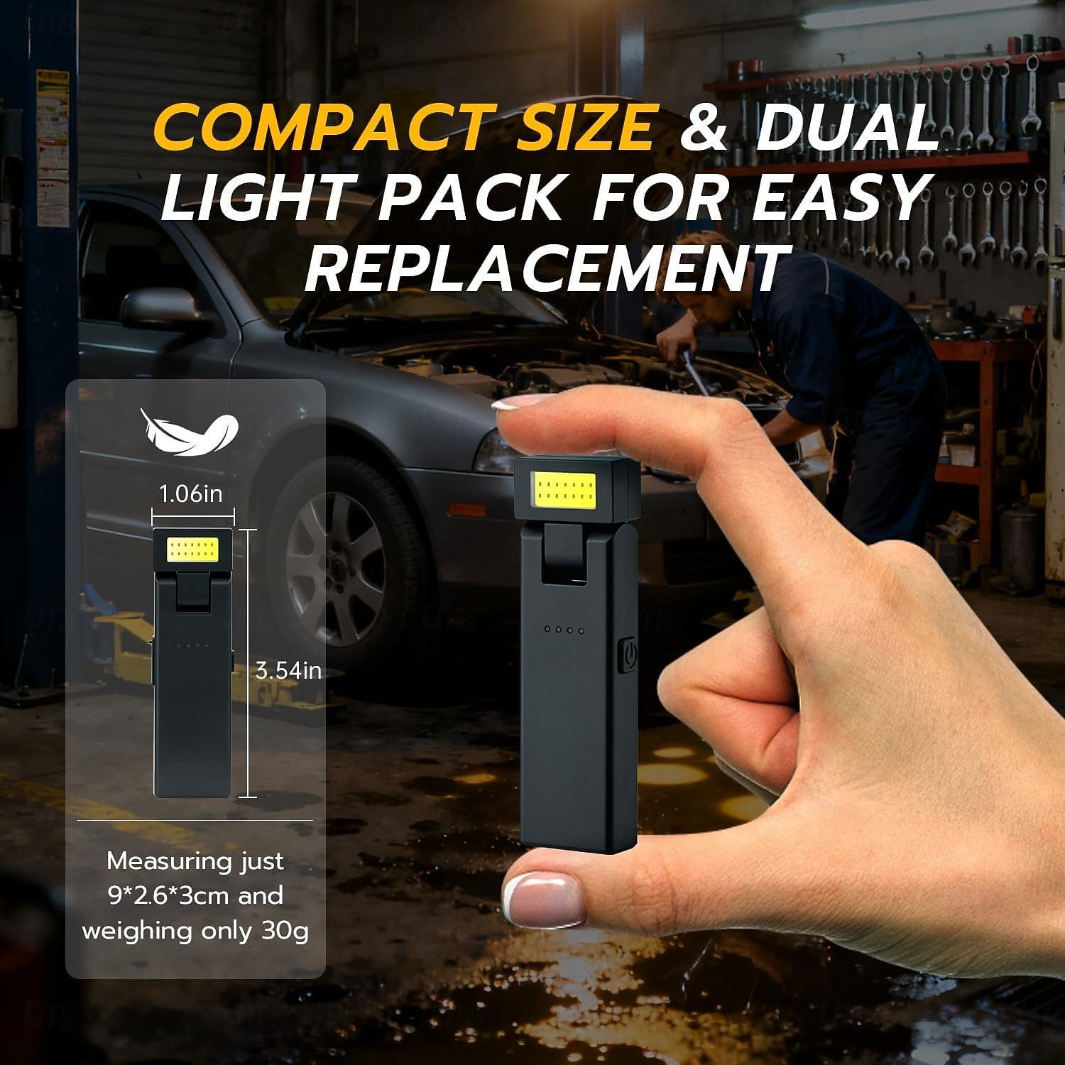 Lanternă magnetică de lucru, lanternă LED portabilă reîncărcabilă rotativă cu design cu clips, lanternă cu 3 moduri de iluminare pentru reparații auto, camping, muncă și urgențe 2026 - $17.99 –P6