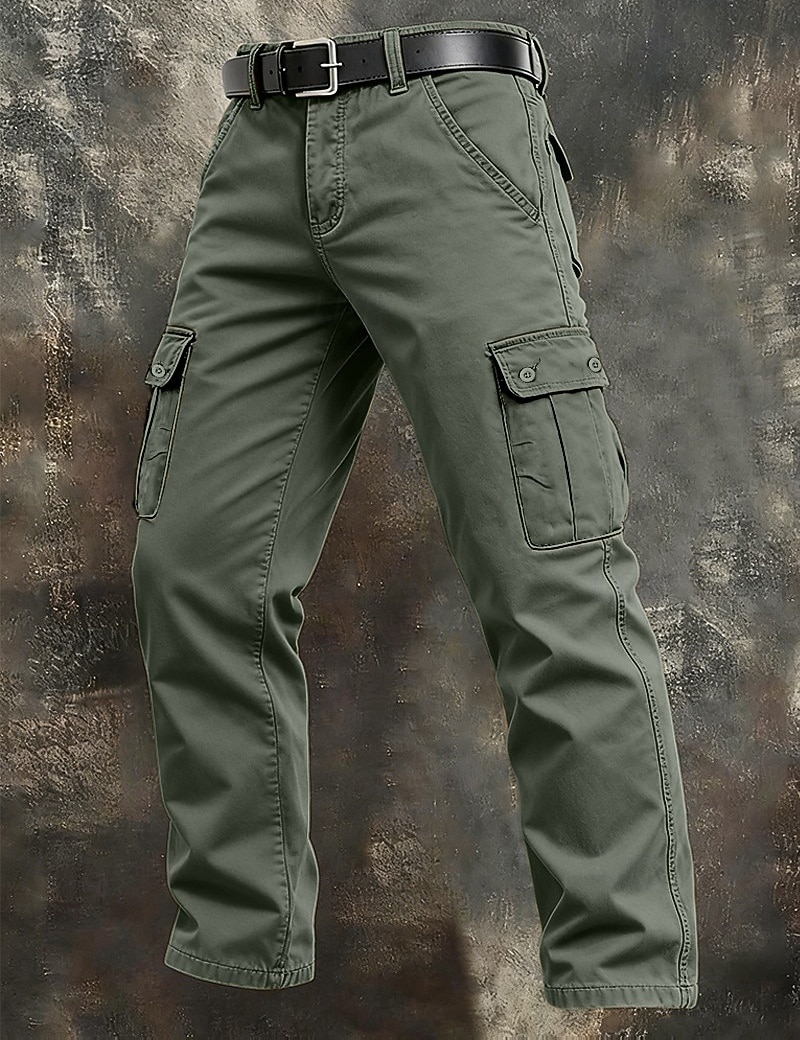 Herren Cargo-Hosen Hose Arbeitshosen Knöpfe Mehrere Taschen Einfach tragbar Volle Länge Outdoor Täglich Campen und Wandern Urlaub Mode Schwarz Armeegrün Unelastisch 2026 - $16.49 –P3