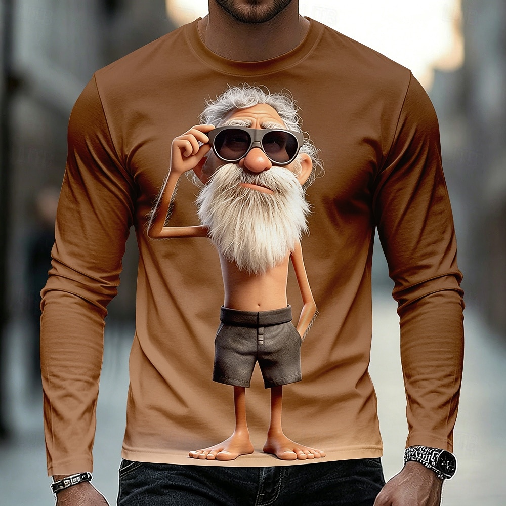 Hombre Old Man Camiseta Manga Larga Camiseta Impresión 3D Cuello Barco Camisa Casual Diario Vacaciones Calle Azul Piscina Negro Rojo Verano Primavera Otoño Ropa S M L XL 2XL 3XL 2026 - $19.99 –P6