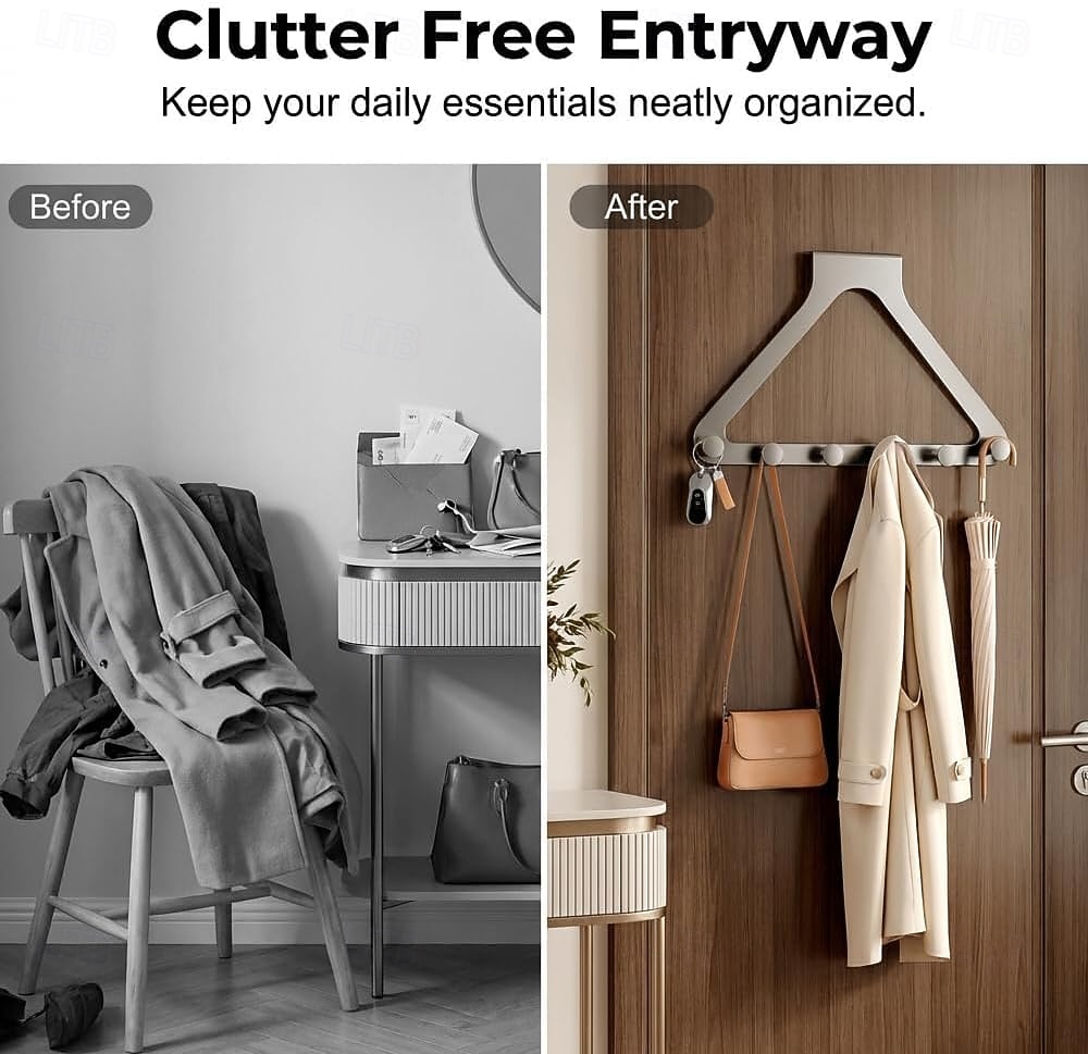 خطافان للتعليق فوق الباب، خطافات لتعليق المناشف، رفوف مناشف للحمام مع 6 خطافات للمعاطف، مستلزمات أساسية لحمام السكن الجامعي 2026 - $19.99 –P5