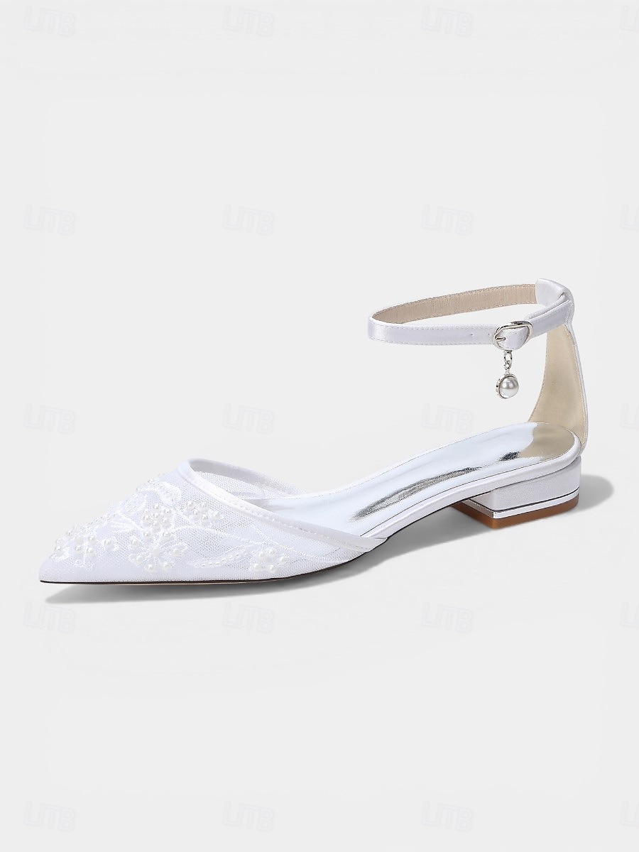 Women's Champagne Embroidered Ankle Strap Flats – Elegant Garden Party Dress Shoes 2026 - $64.99 –P5