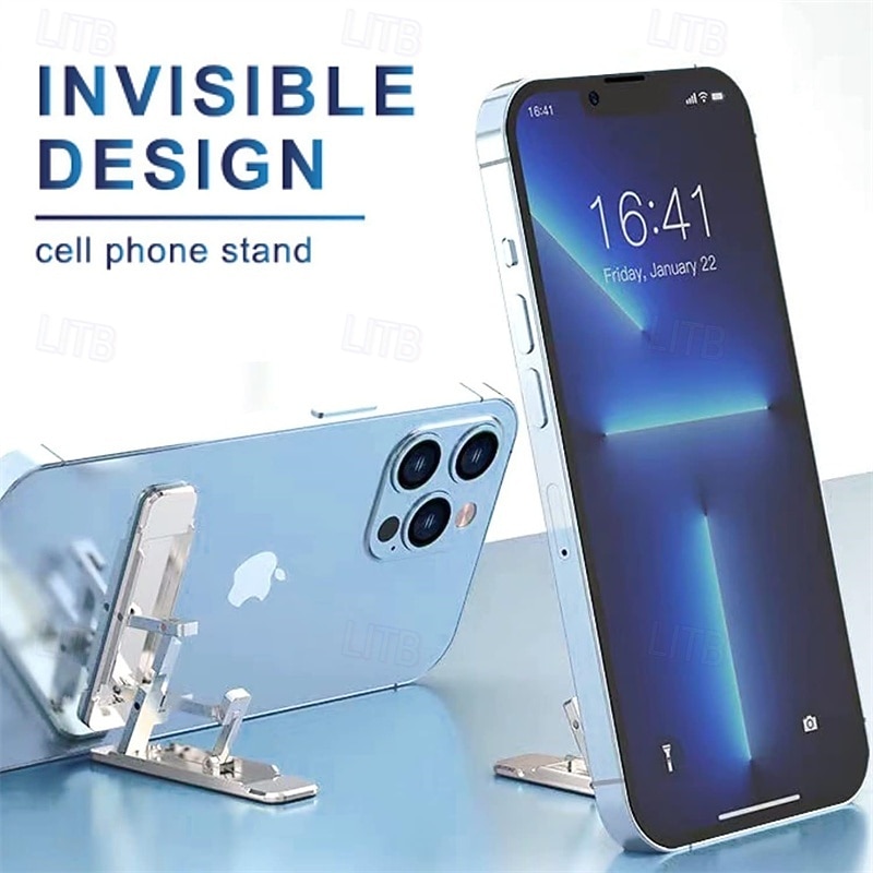Lot de 2 supports de téléphone ultra-fins en métal, pliables et réglables, pour bureau, position verticale. &Support adhésif horizontal pour iPhone 17, 16, 15 Pro Max, Samsung Galaxy et tous les de 2026 ? $18.99 –P3